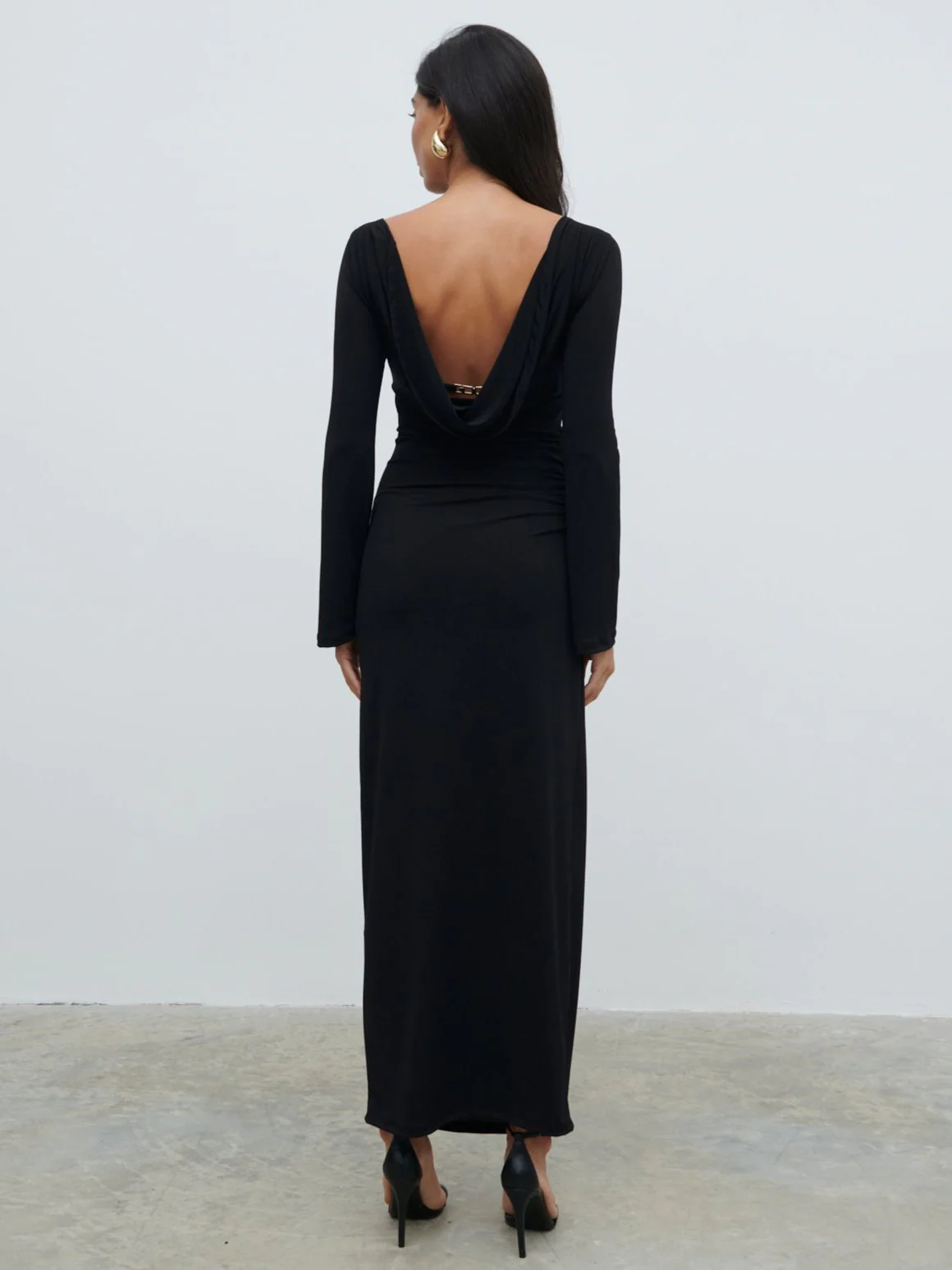 Hadley Cowl Back Jersey Maxi Dress - Black - Image 5