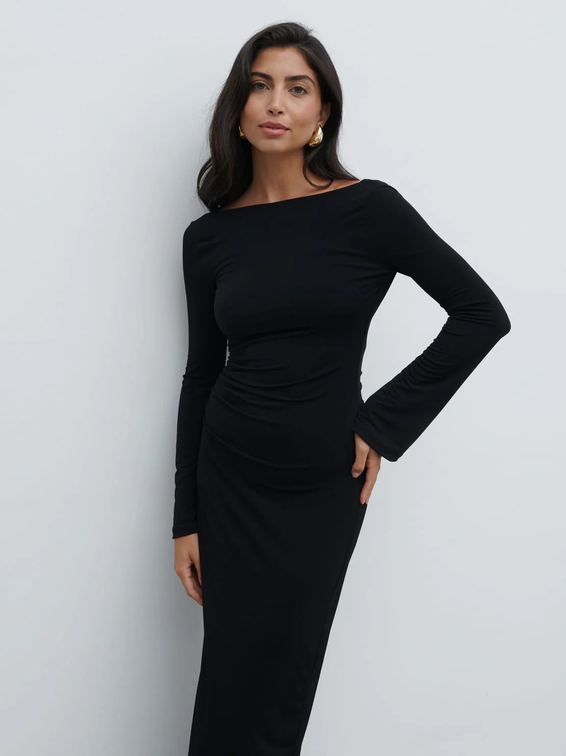 Hadley Cowl Back Jersey Maxi Dress - Black - Image 8
