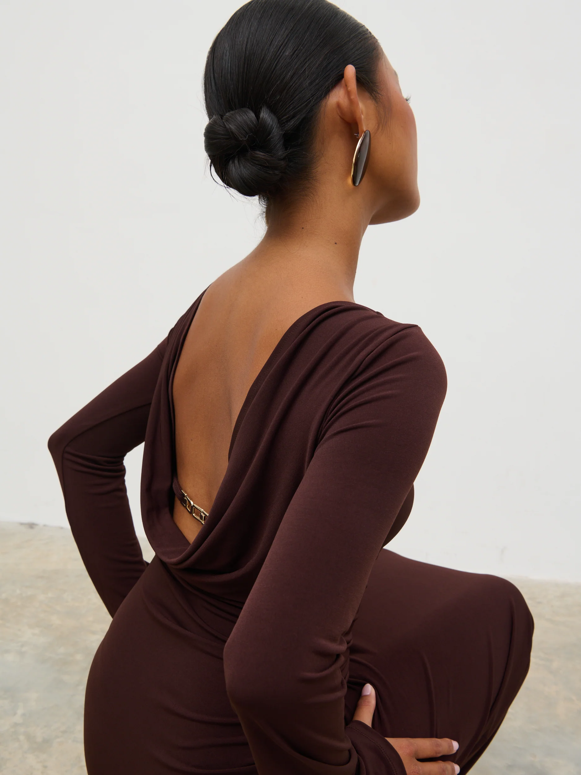 Hadley Cowl Back Jersey Maxi Dress - Brown - Image 2