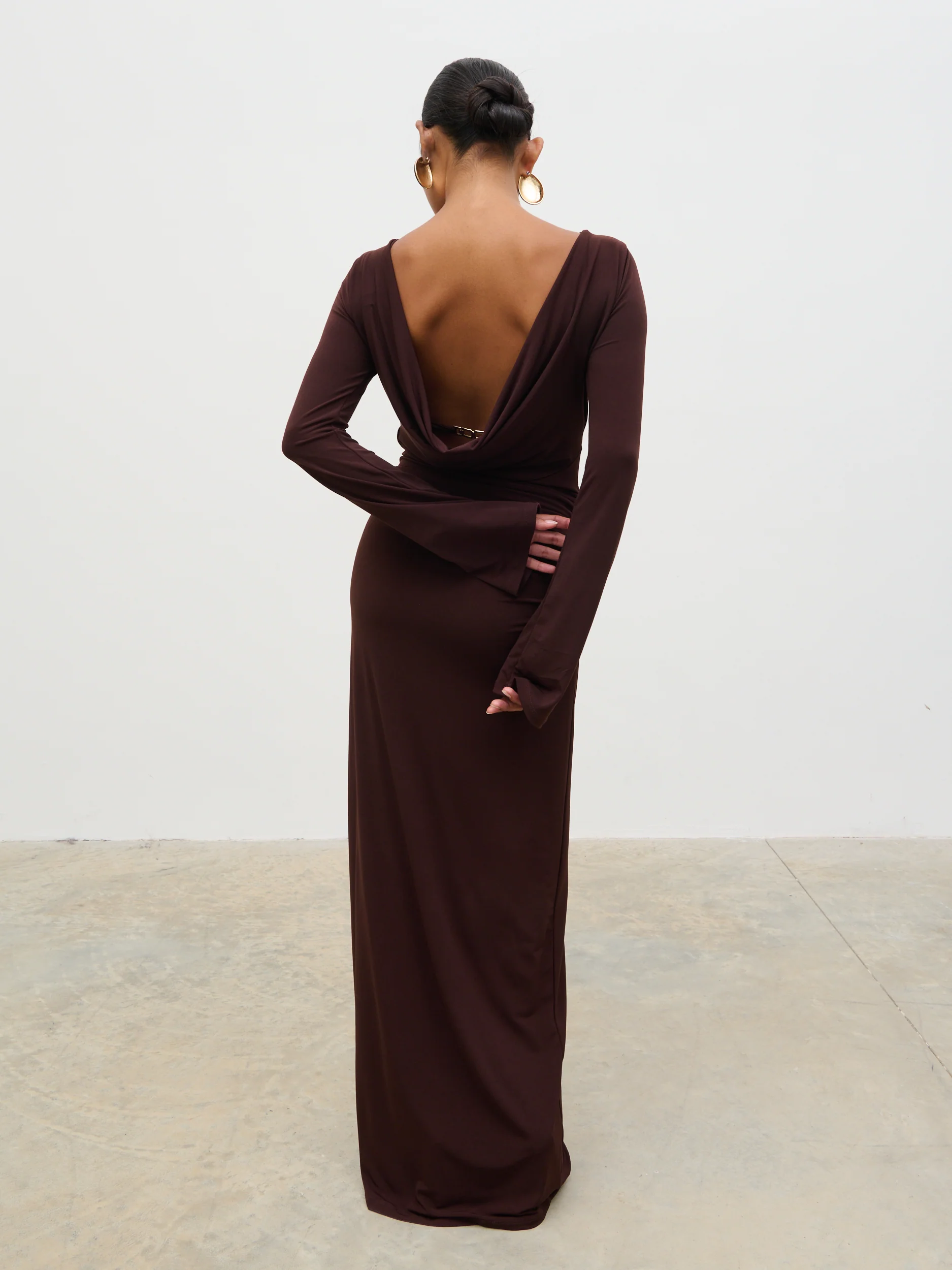 Hadley Cowl Back Jersey Maxi Dress - Brown - Image 4