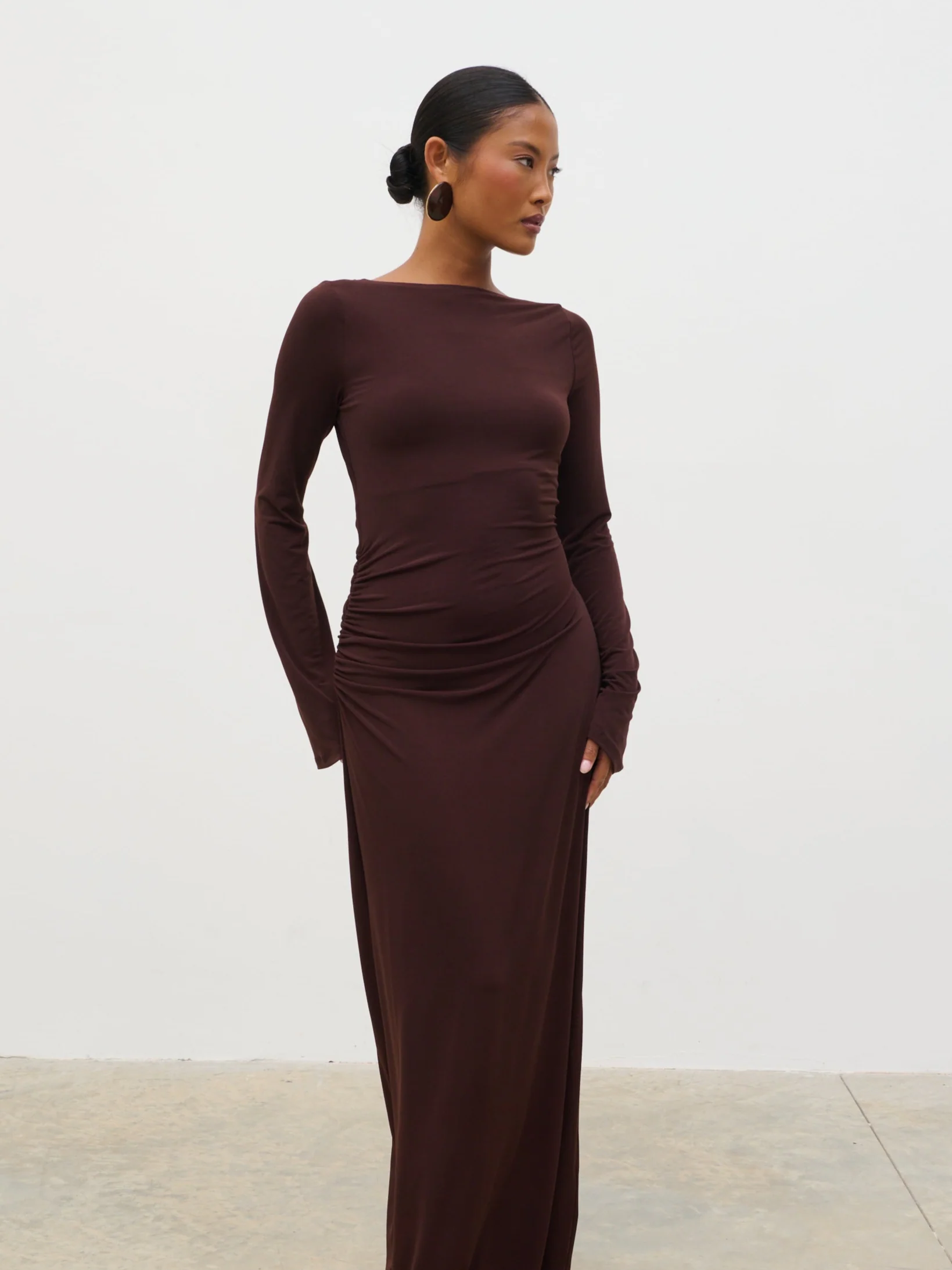 Hadley Cowl Back Jersey Maxi Dress - Brown - Image 5