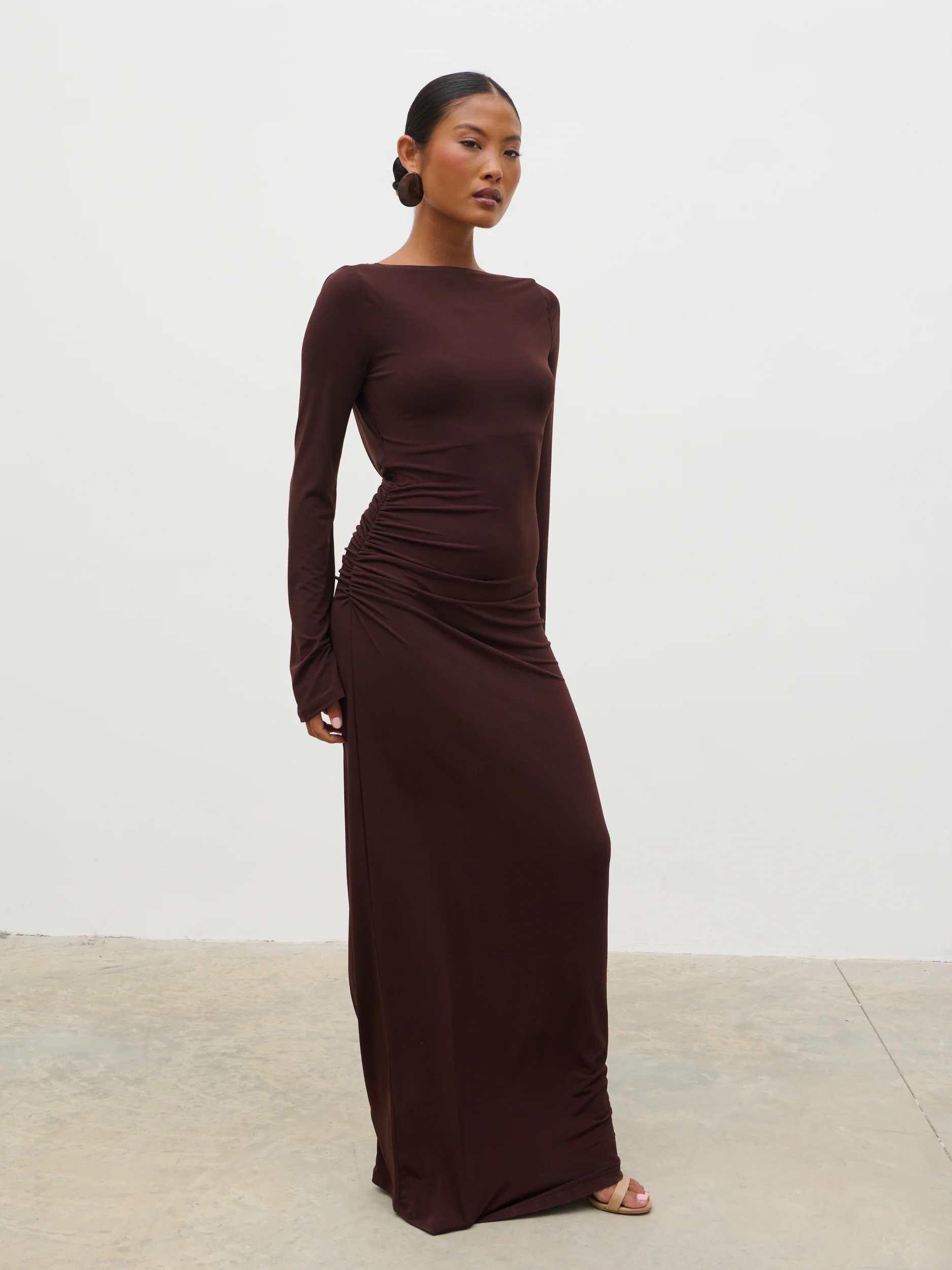 Hadley Cowl Back Jersey Maxi Dress - Brown - Image 6
