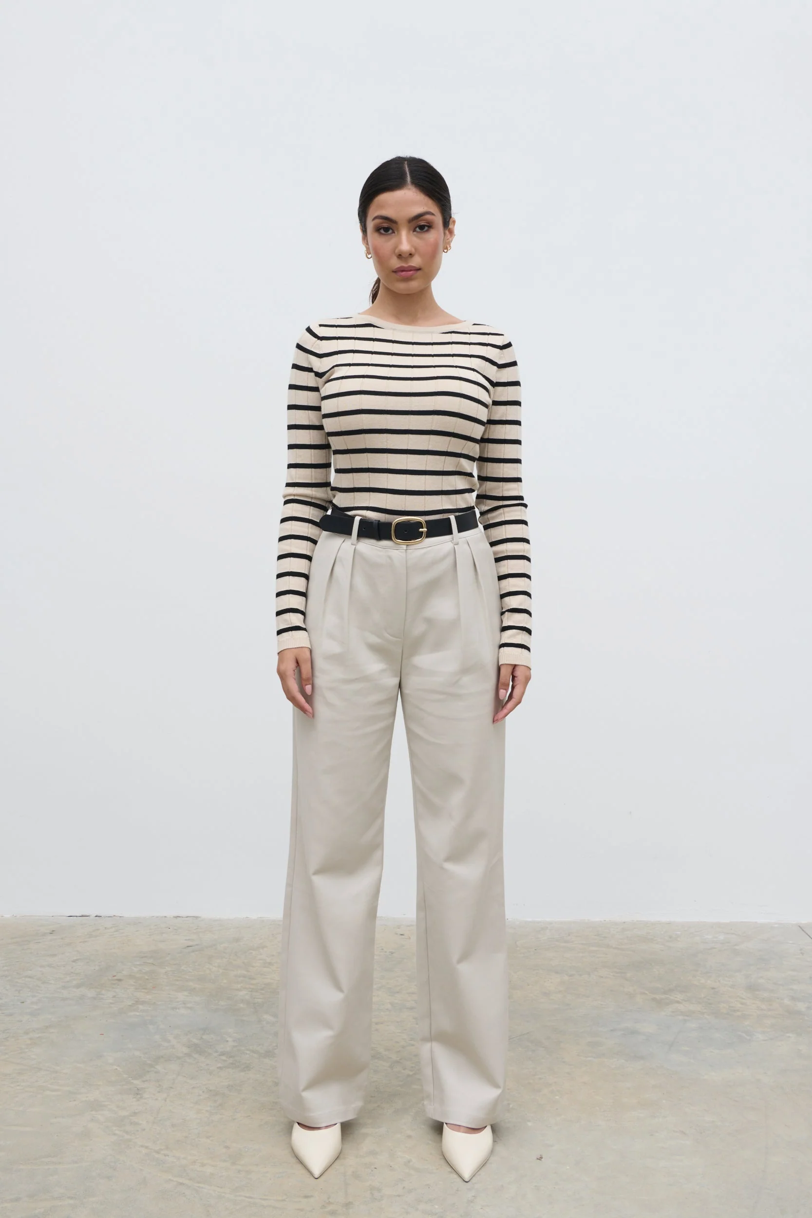 Hailey Stripe Knit Top - Navy and Cream - Image 4