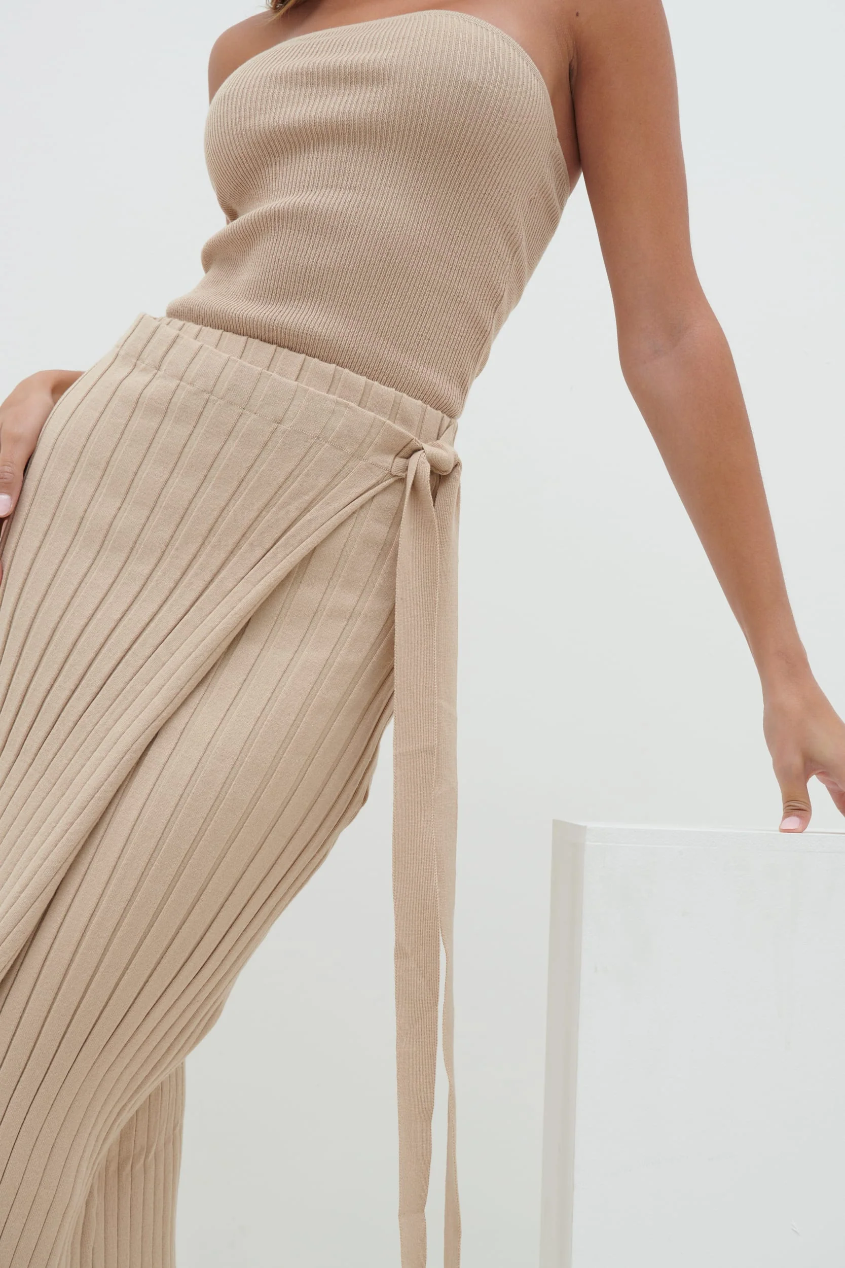 Hallie Wrap Midaxi Skirt - Beige - Image 3