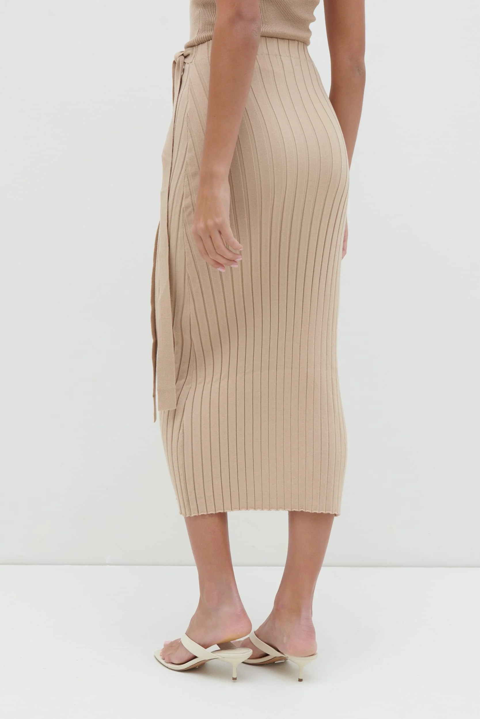 Hallie Wrap Midaxi Skirt - Beige - Image 4
