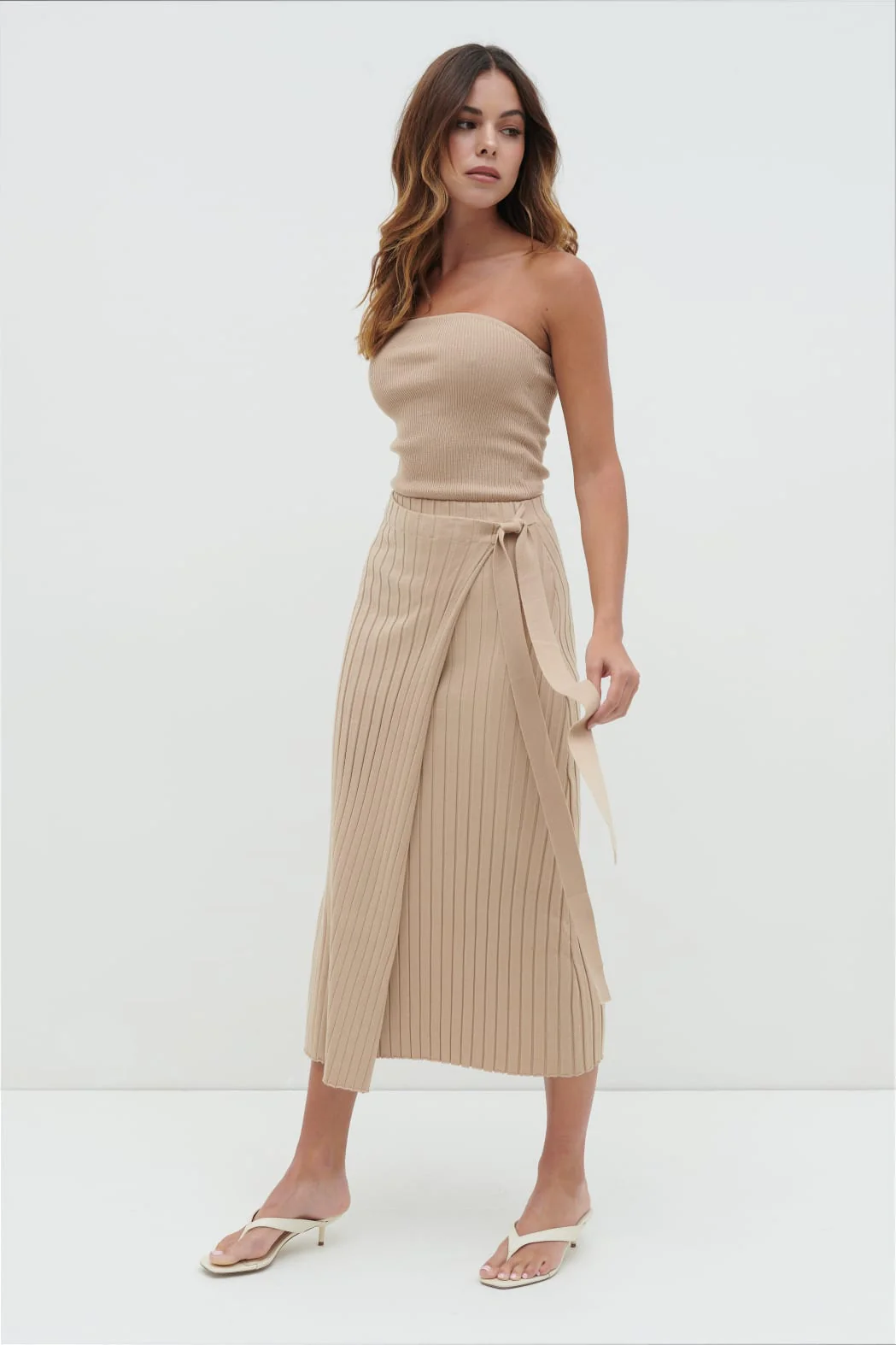 Hallie Wrap Midaxi Skirt - Beige - Image 5