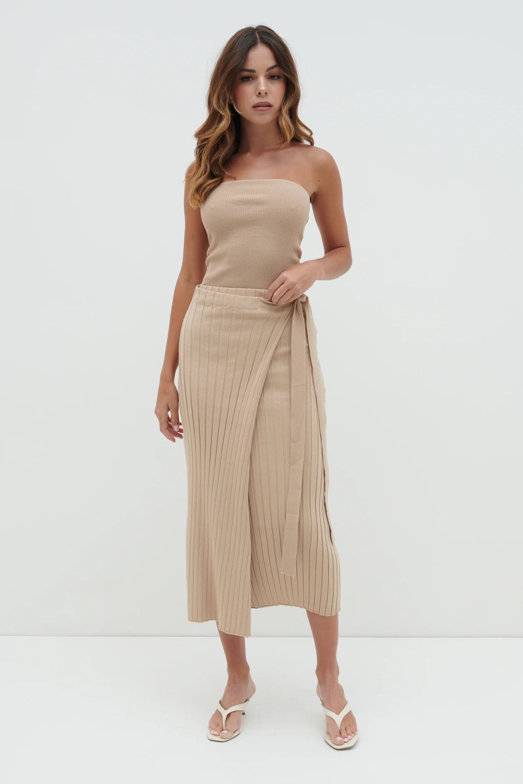 Hallie Wrap Midaxi Skirt - Beige - Image 6