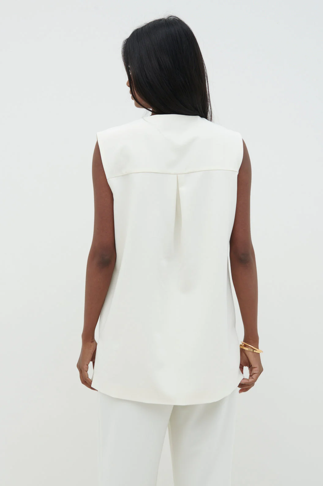 Harlee Sleeveless Waistcoat - Cream - Image 10