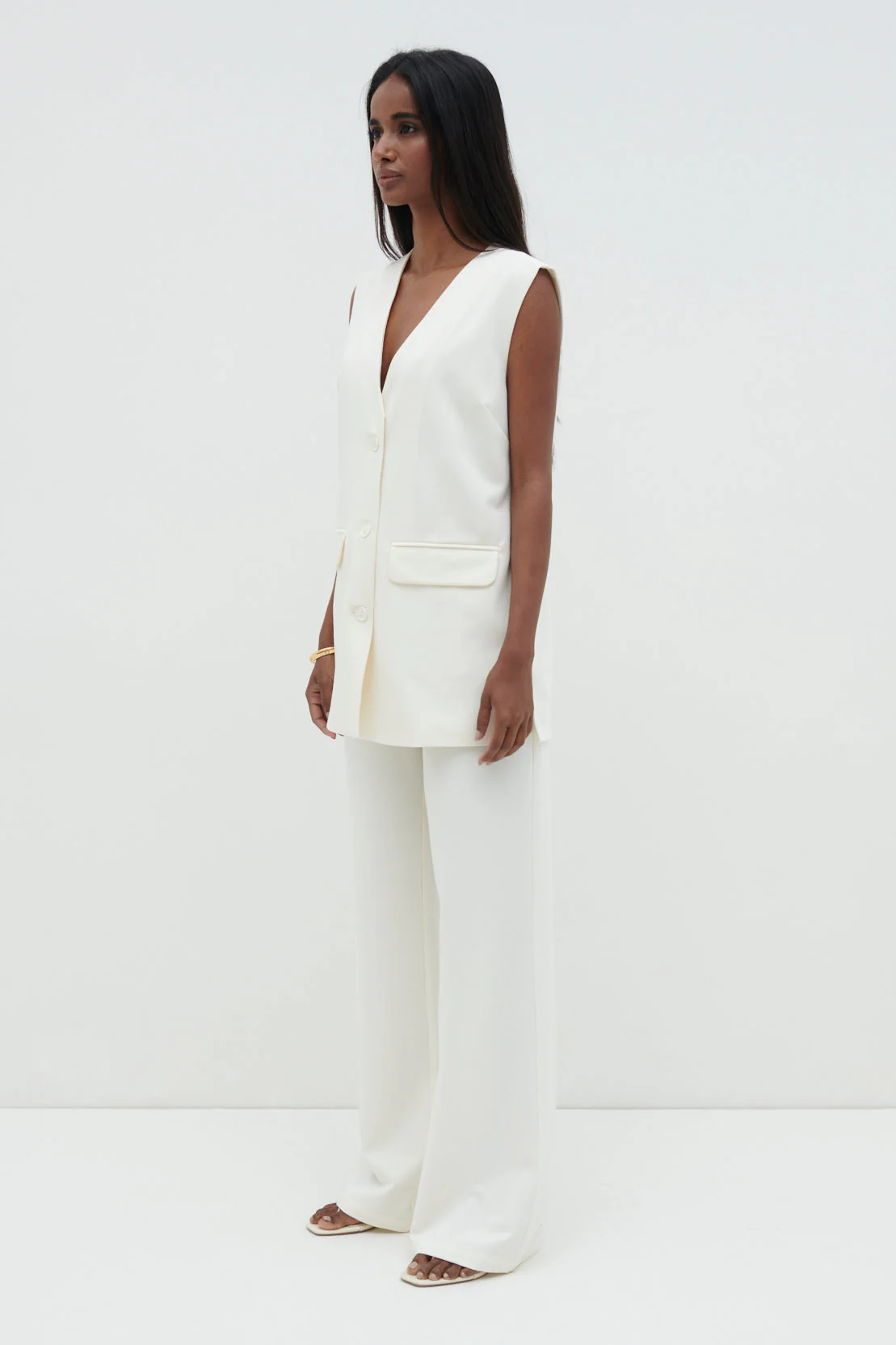 Harlee Sleeveless Waistcoat - Cream - Image 9