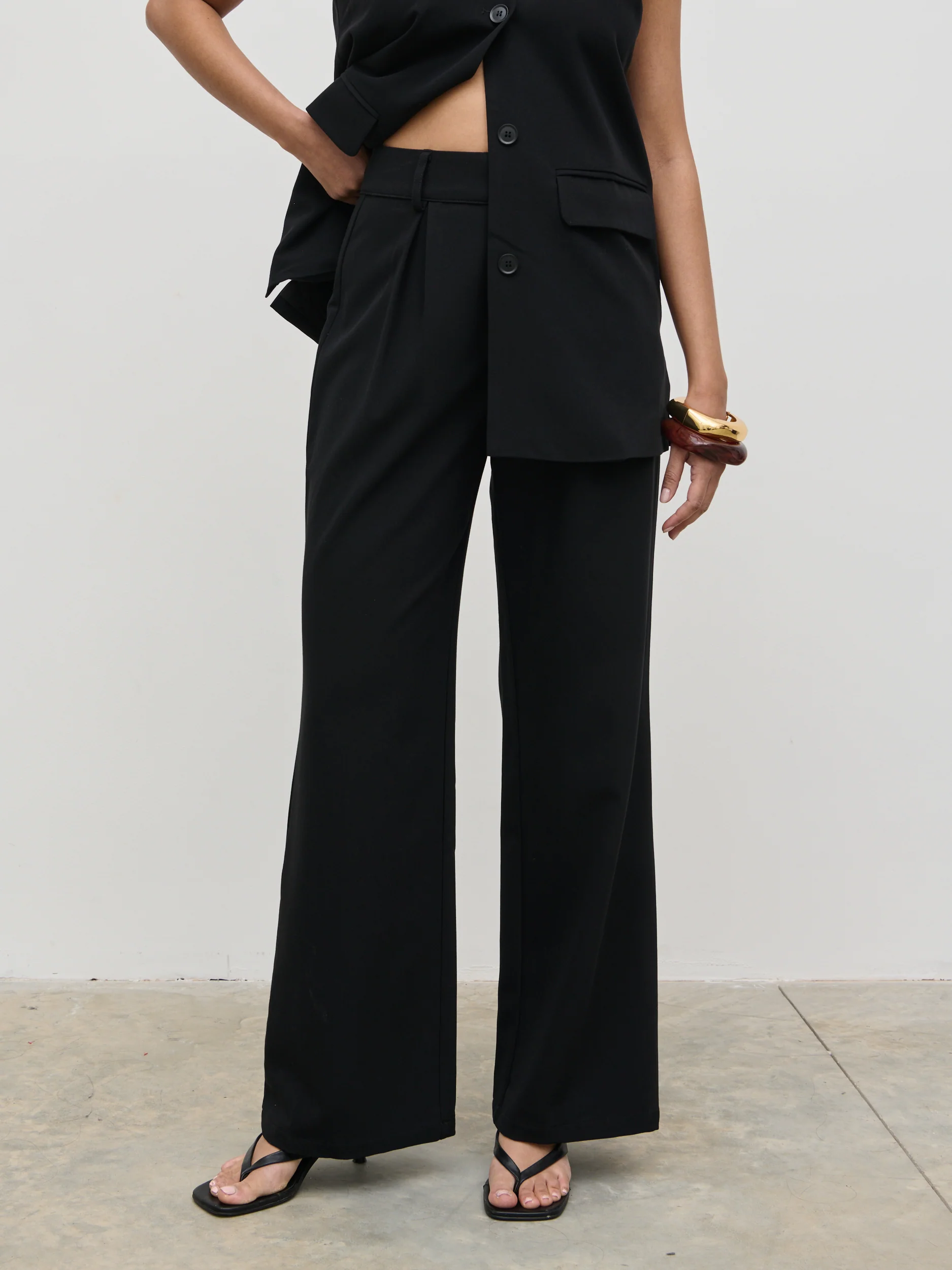 Harlee Straight Leg Trousers - Black - Image 3