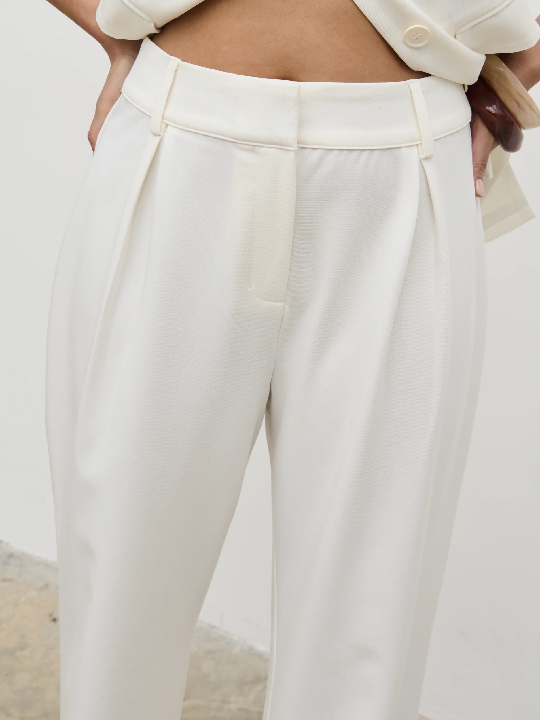 Harlee Straight Leg Trousers - Cream - Image 3