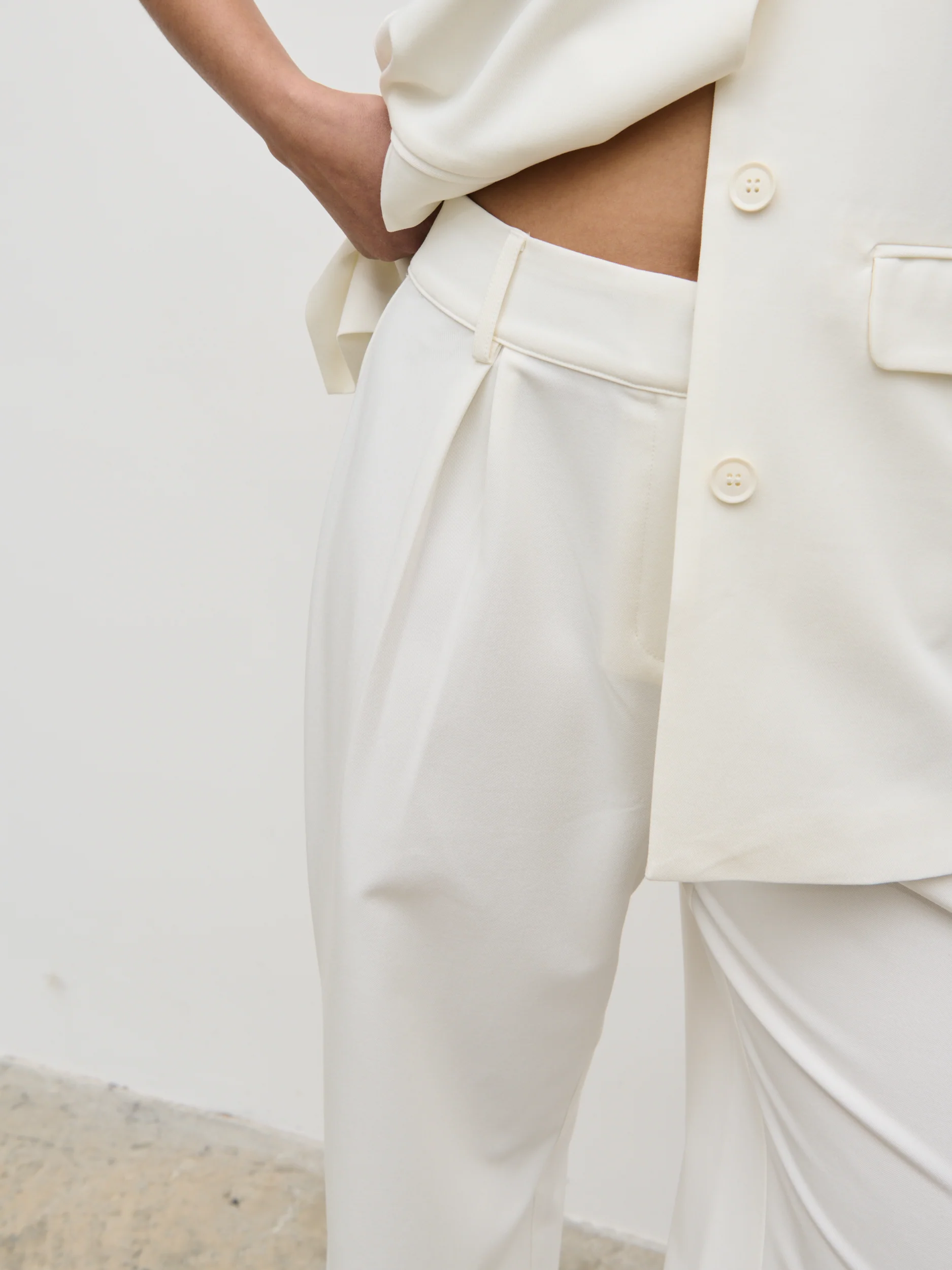 Harlee Straight Leg Trousers - Cream - Image 5