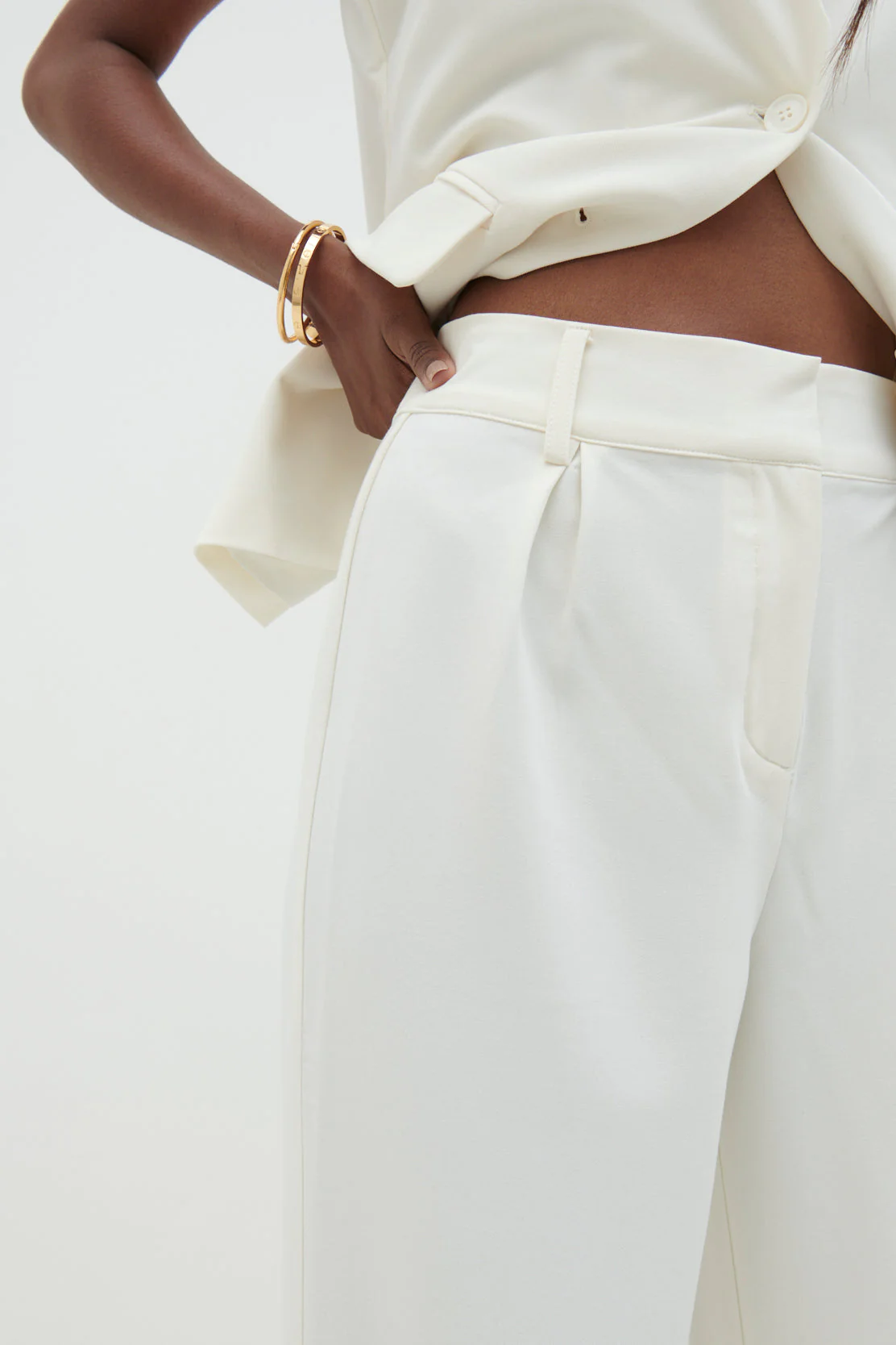 Harlee Straight Leg Trousers - Cream - Image 8