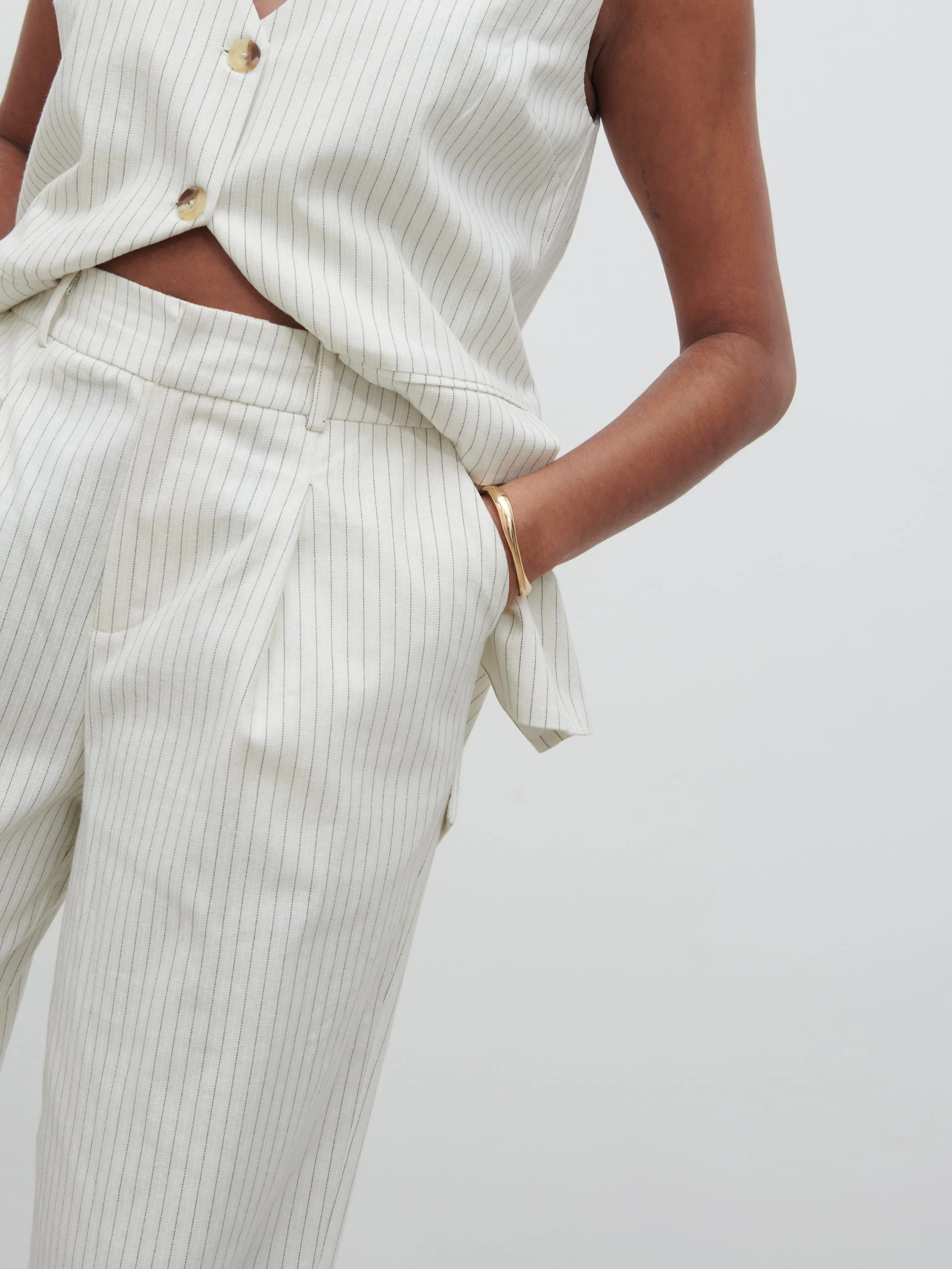 Harlee Straight Leg Trousers - Pinstripe - Image 3