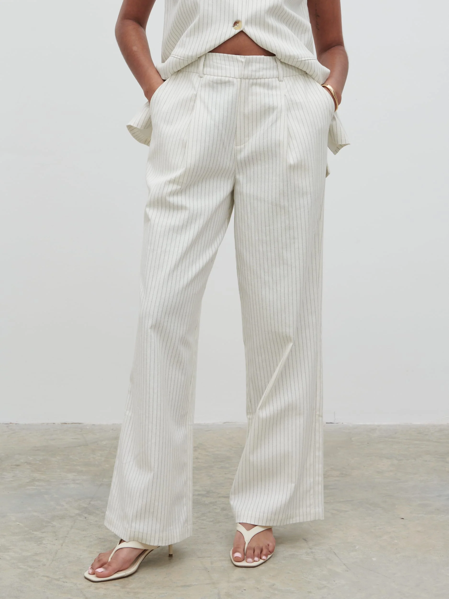 Harlee Straight Leg Trousers - Pinstripe - Image 4
