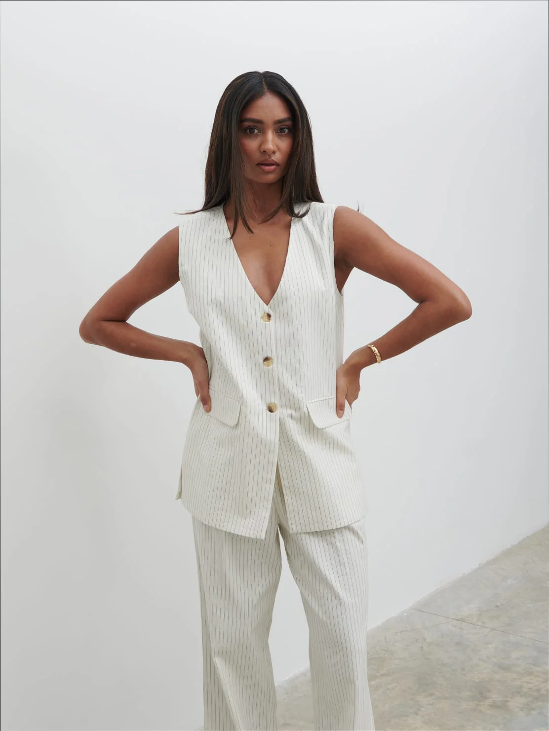 Harlee Waistcoat - Pinstripe - Image 5
