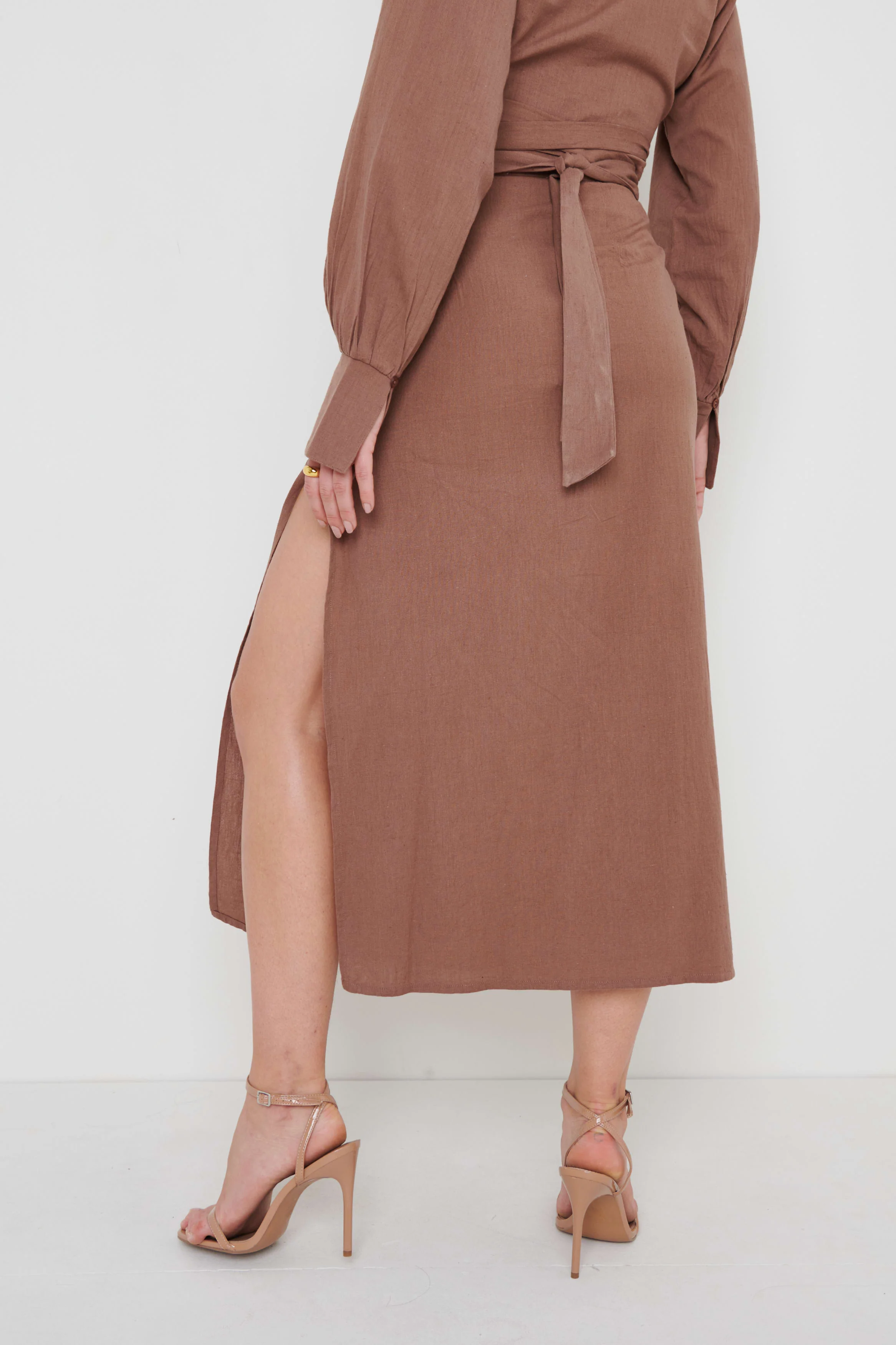 Harrie Ruched Skirt - Brown - Image 3