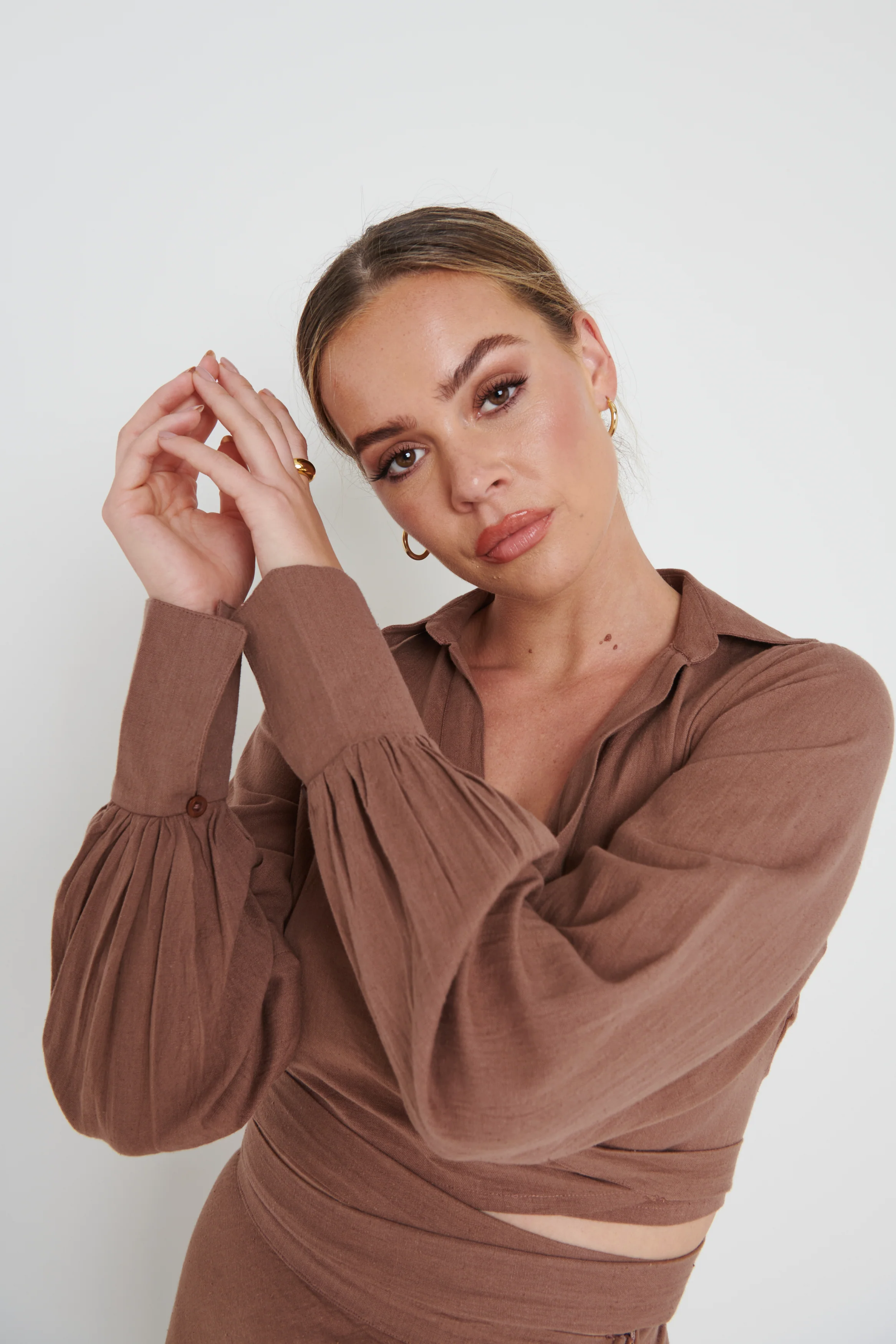Harrie Tie Blouse - Brown - Image 2