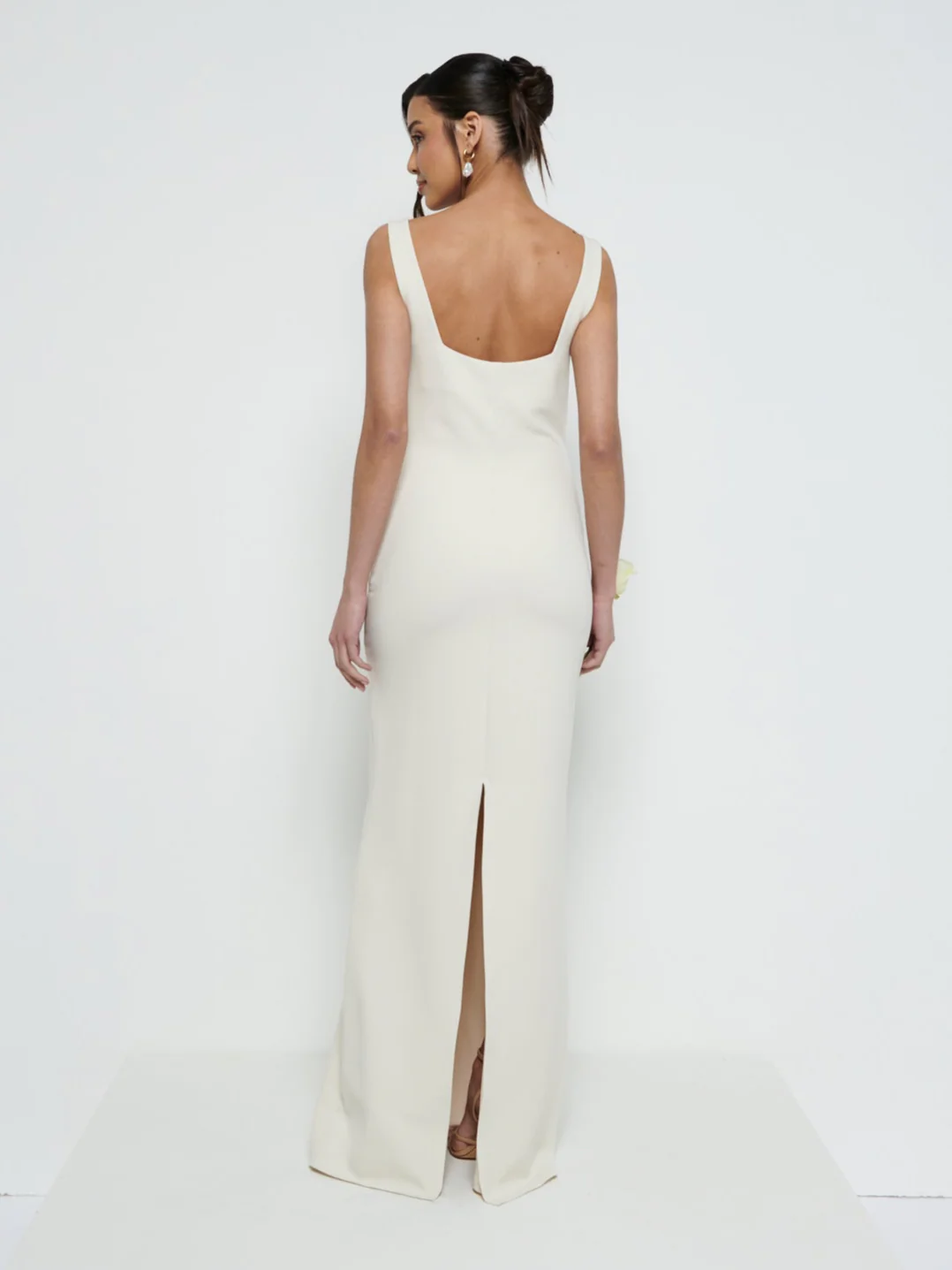 Harriet Cowl Neck Crepe Maxi Bridesmaid Dress - Champagne - Image 3