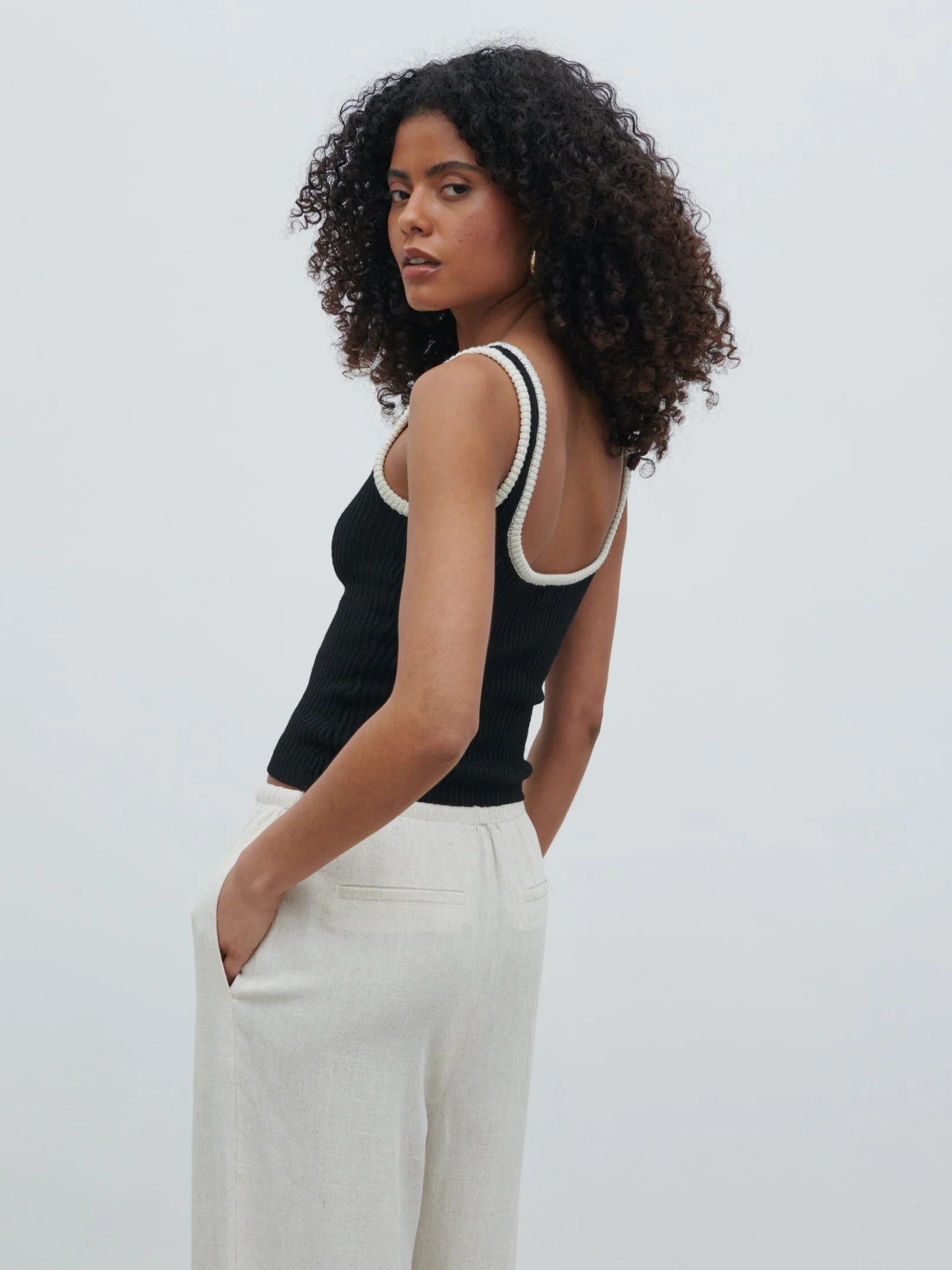 Hartley Knit Top - Black Contrast - Image 6