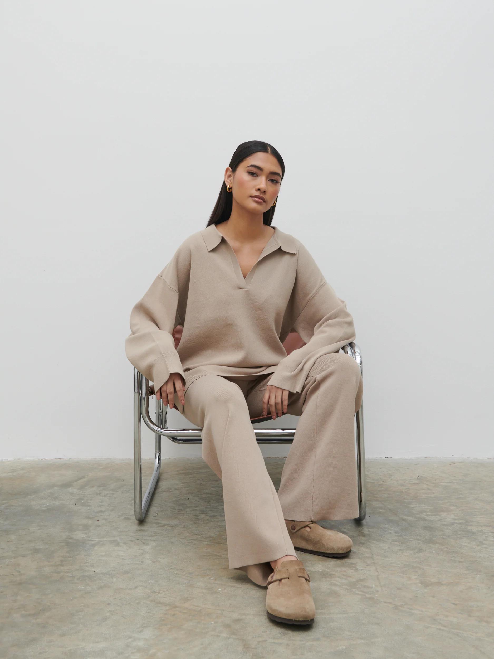 Hayden Knit Trousers - Beige - Image 4