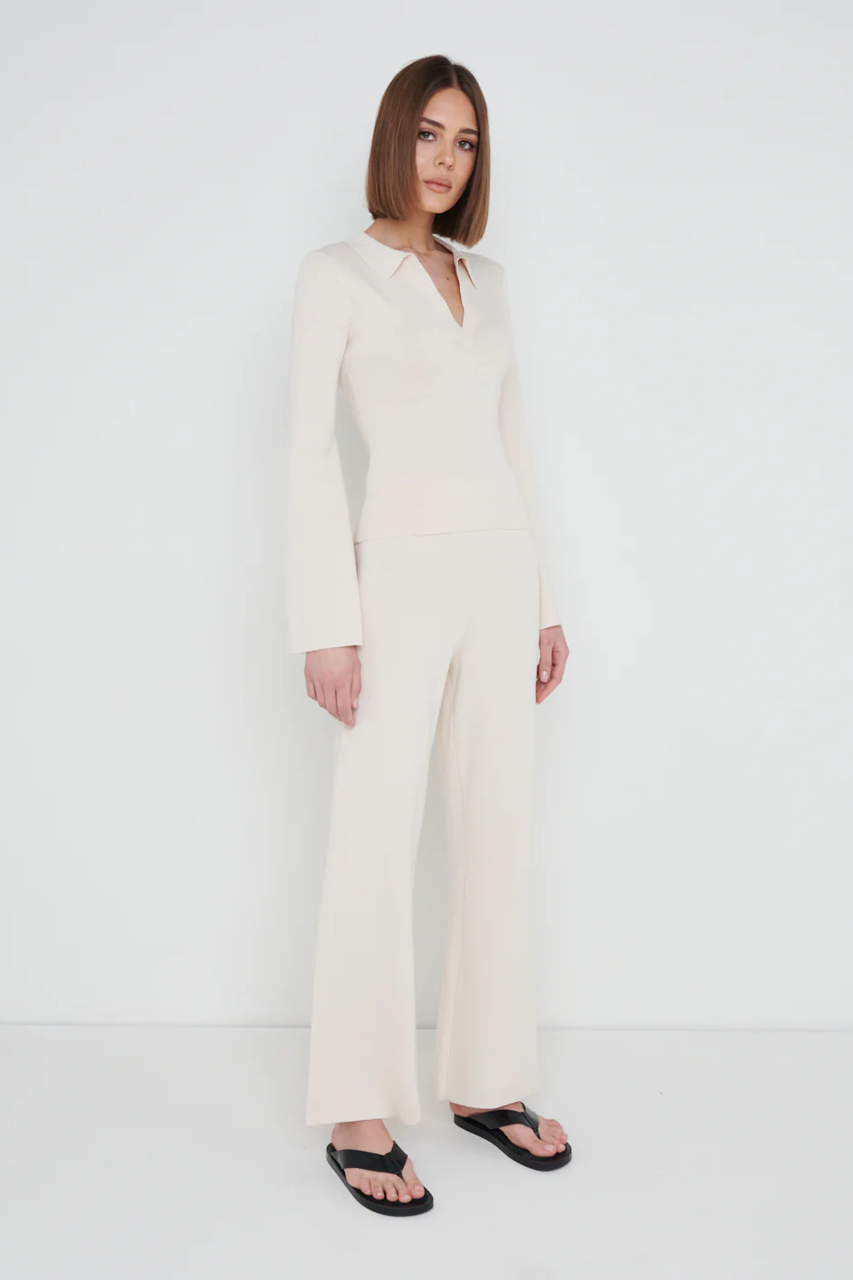 Hayden Knit Trousers - Cream - Image 2