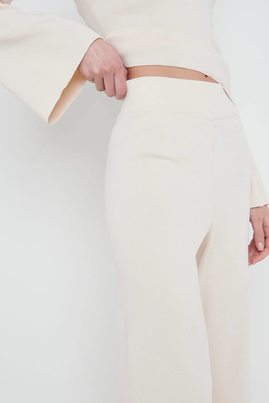 Hayden Knit Trousers - Cream - Image 3