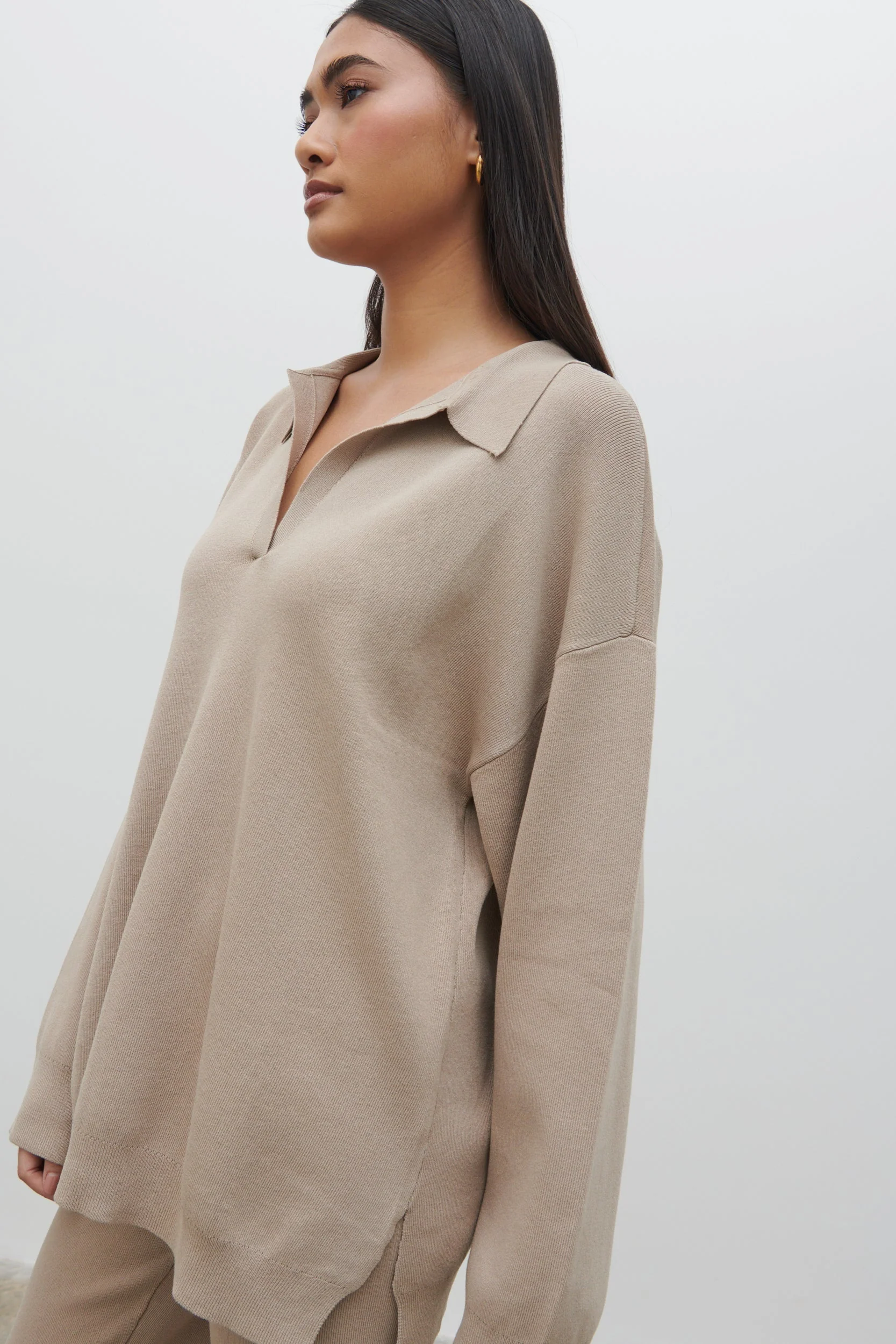 Hayden Oversized Knit Jumper - Beige - Image 3
