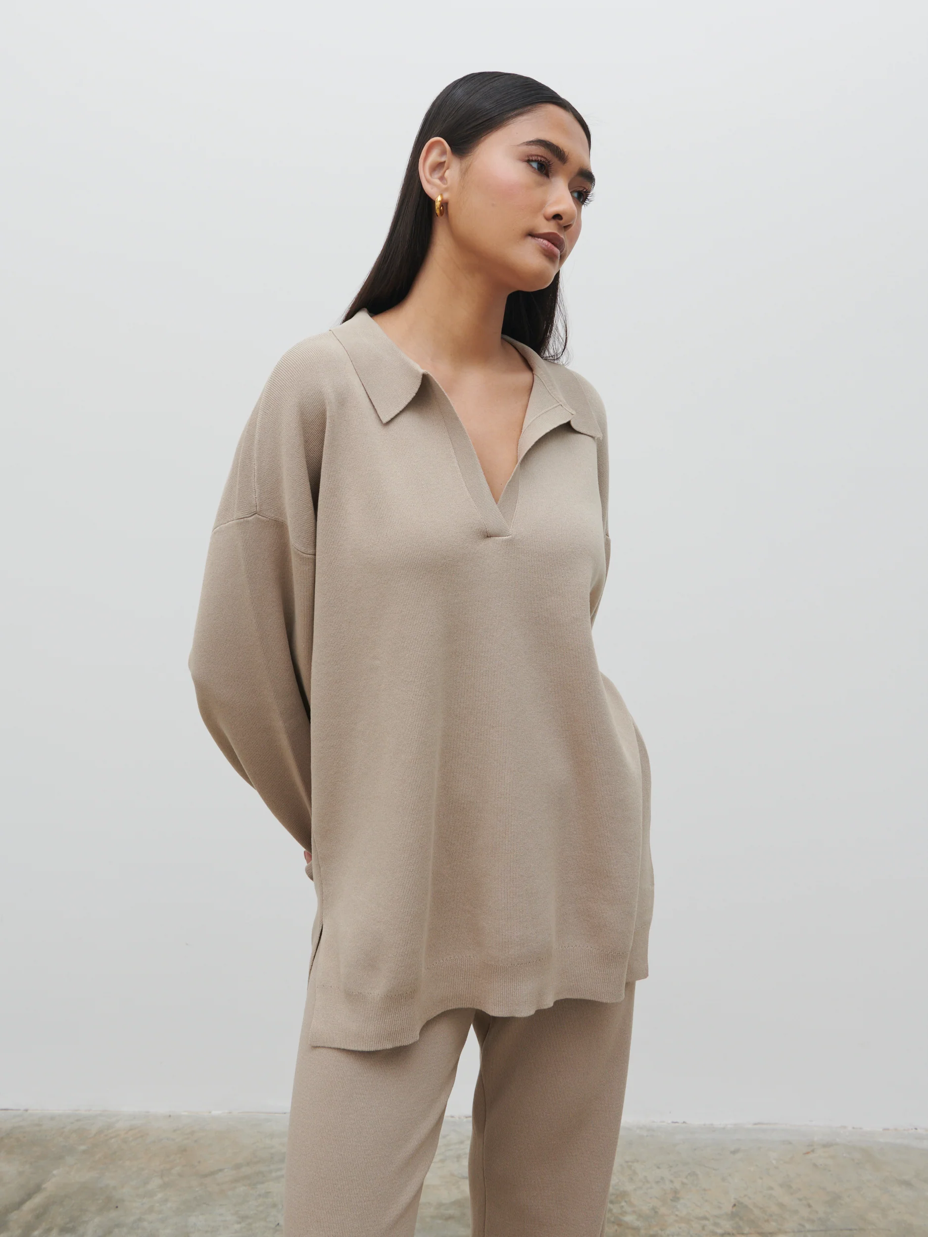 Hayden Oversized Knit Jumper - Beige - Image 6