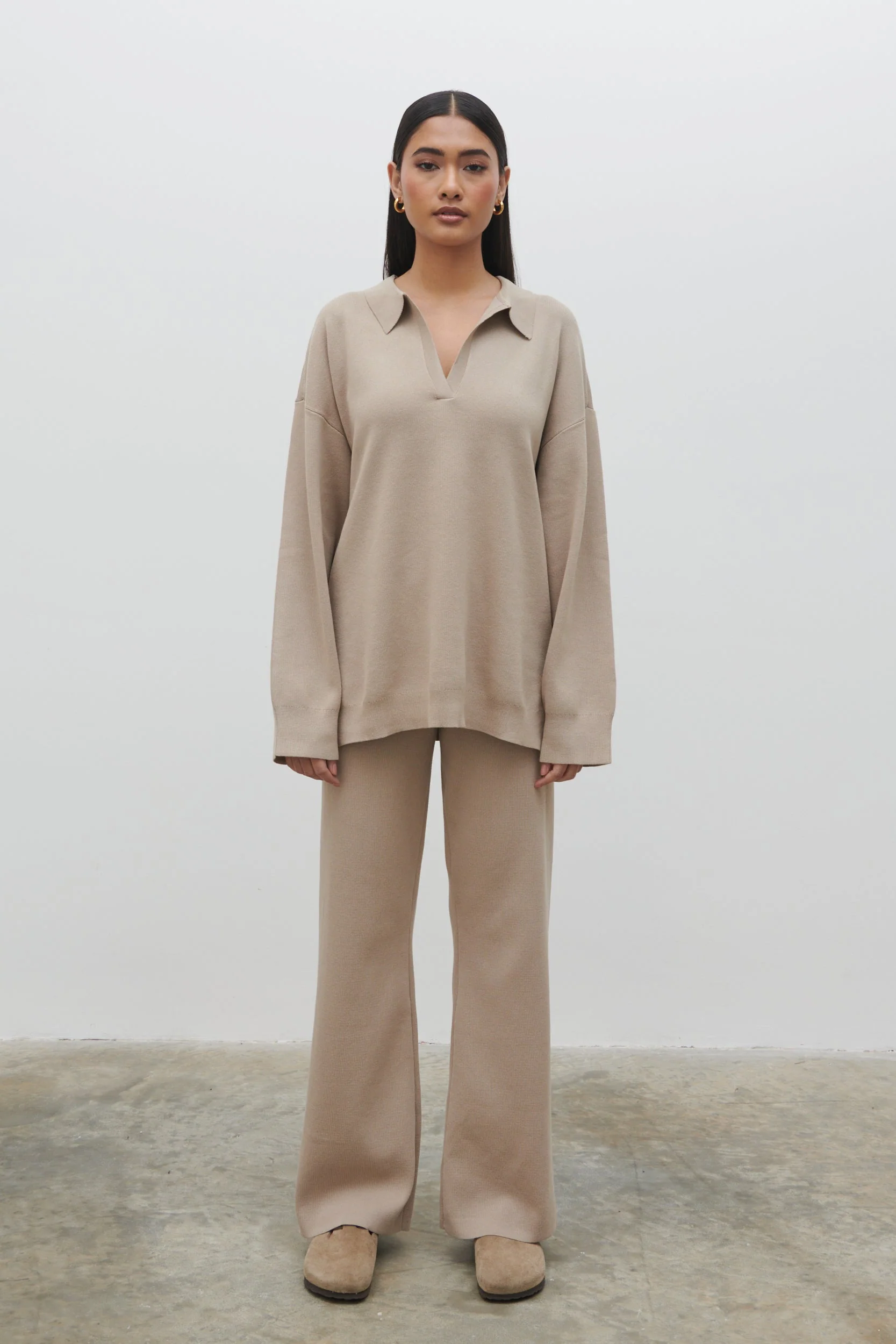 Hayden Oversized Knit Jumper - Beige - Image 7