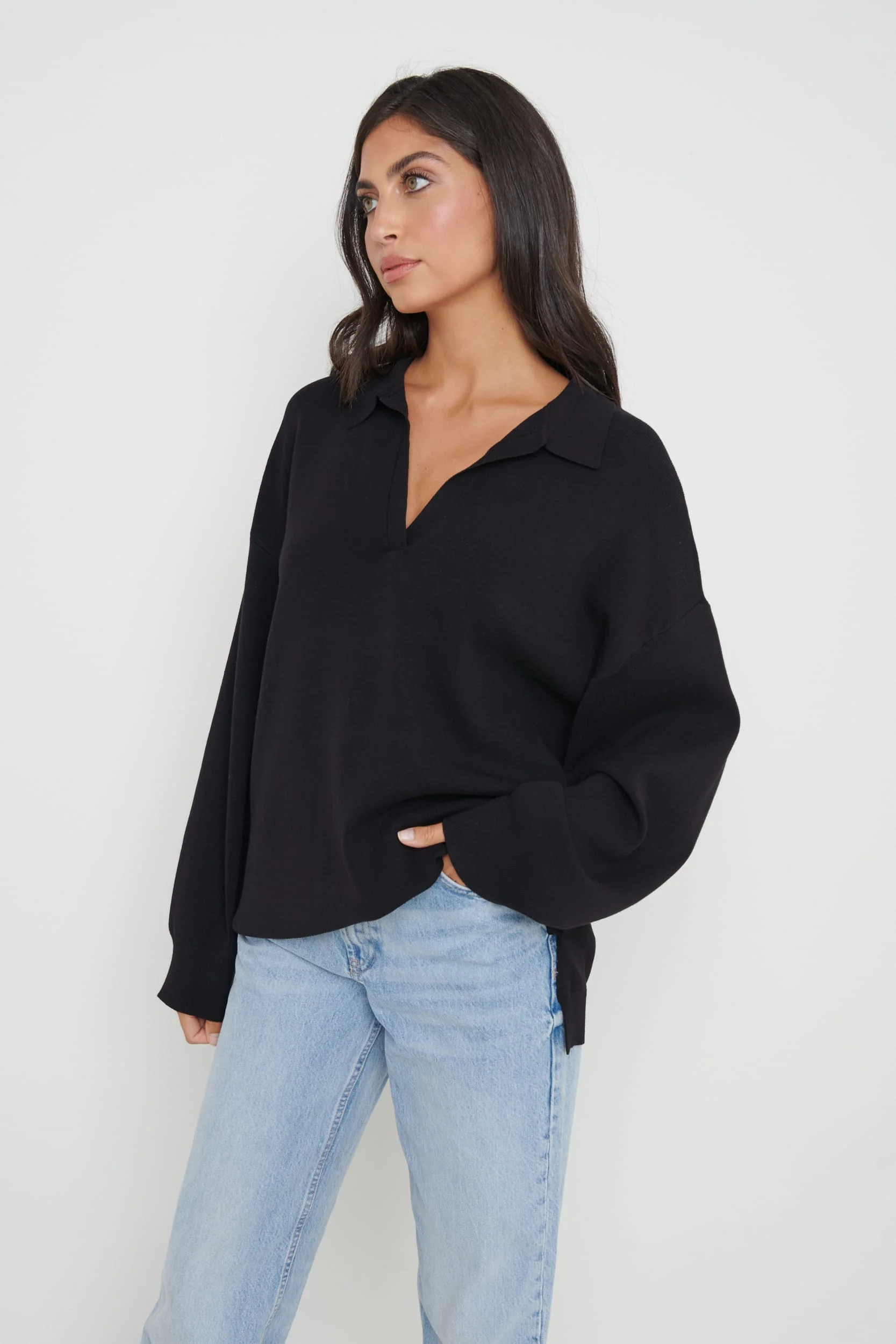 Hayden Oversized Knit Jumper - Black - Image 3