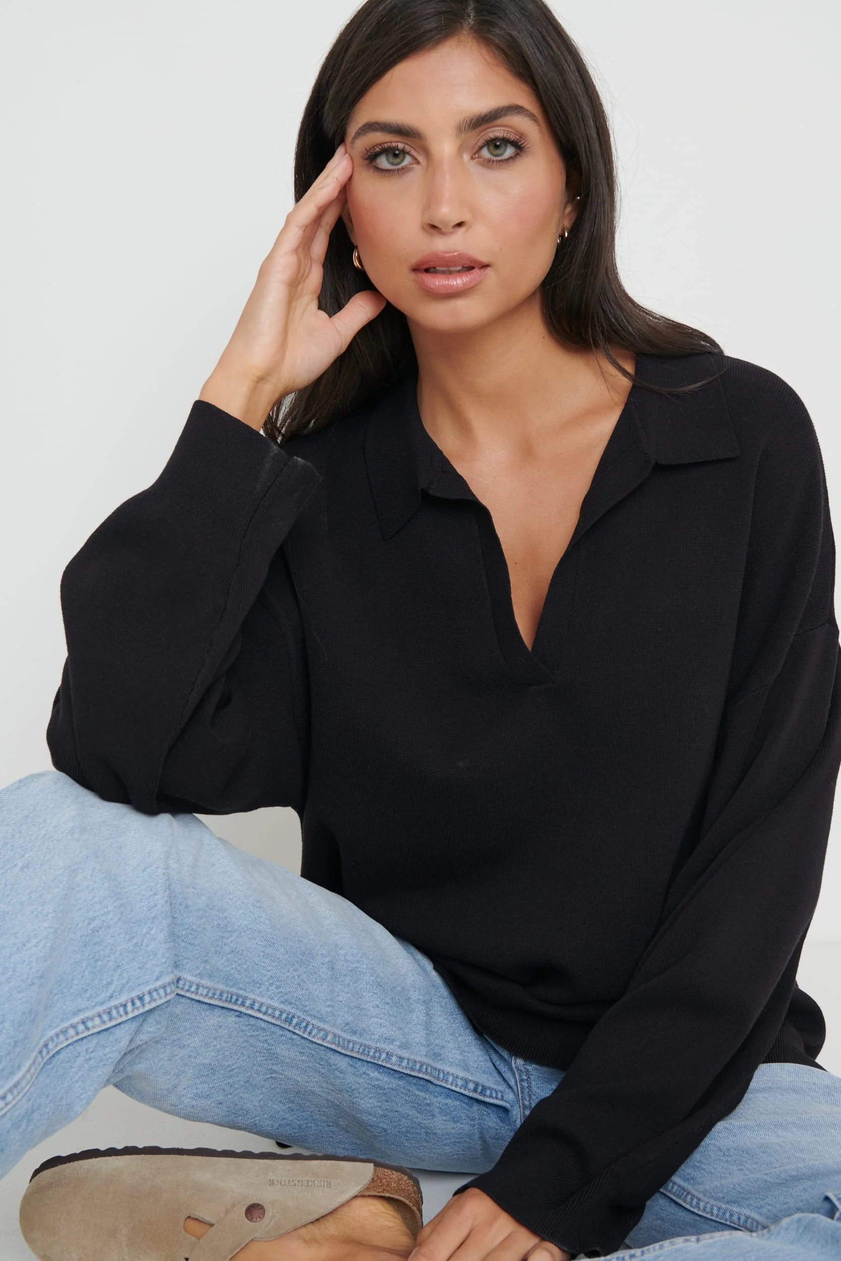 Hayden Oversized Knit Jumper - Black - Image 4