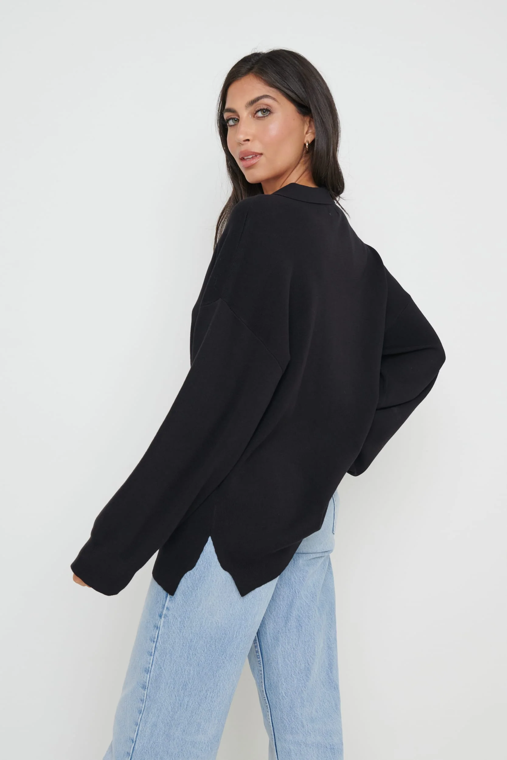 Hayden Oversized Knit Jumper - Black - Image 5