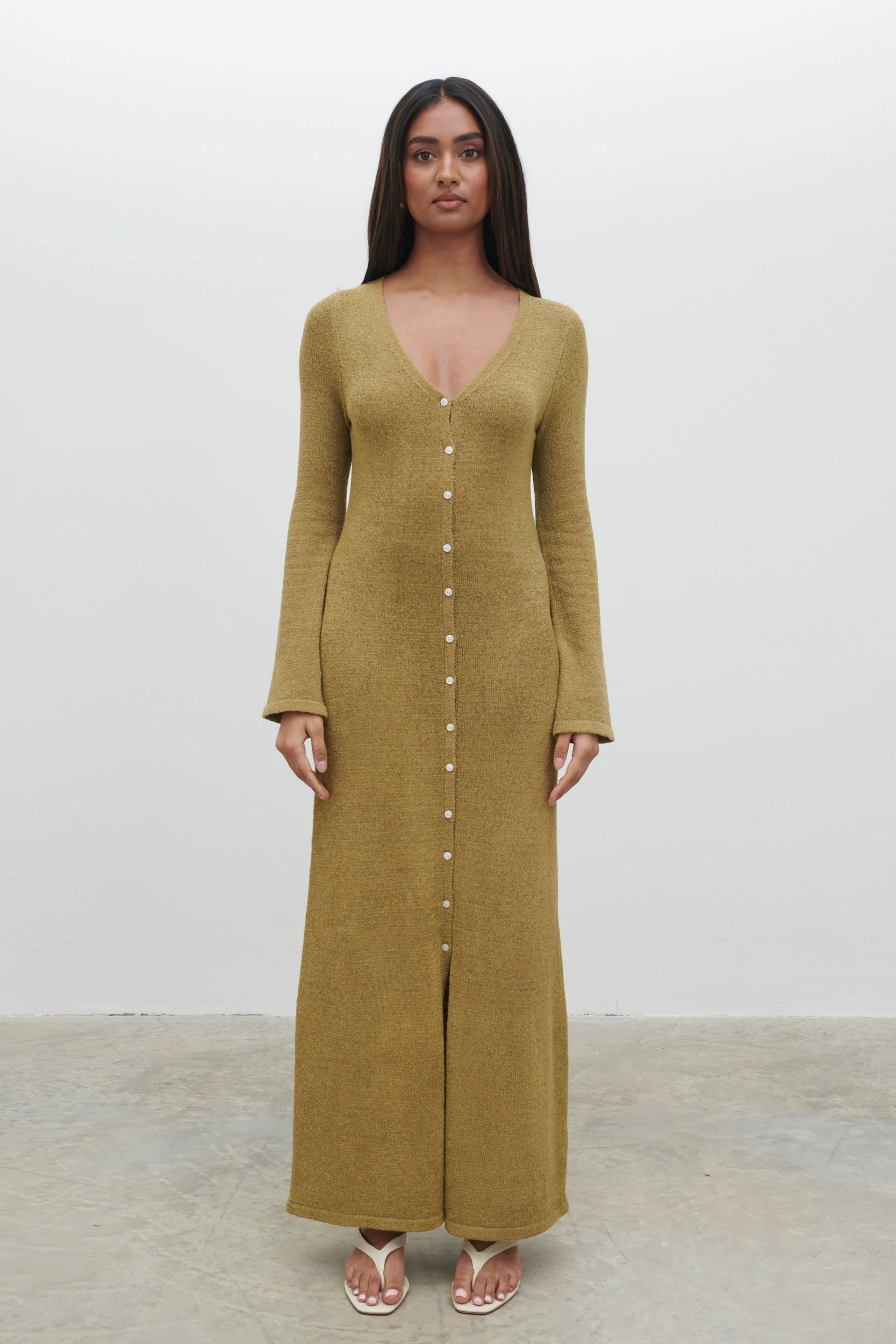 Hazel Knit Maxi Dress - Olive - Image 5