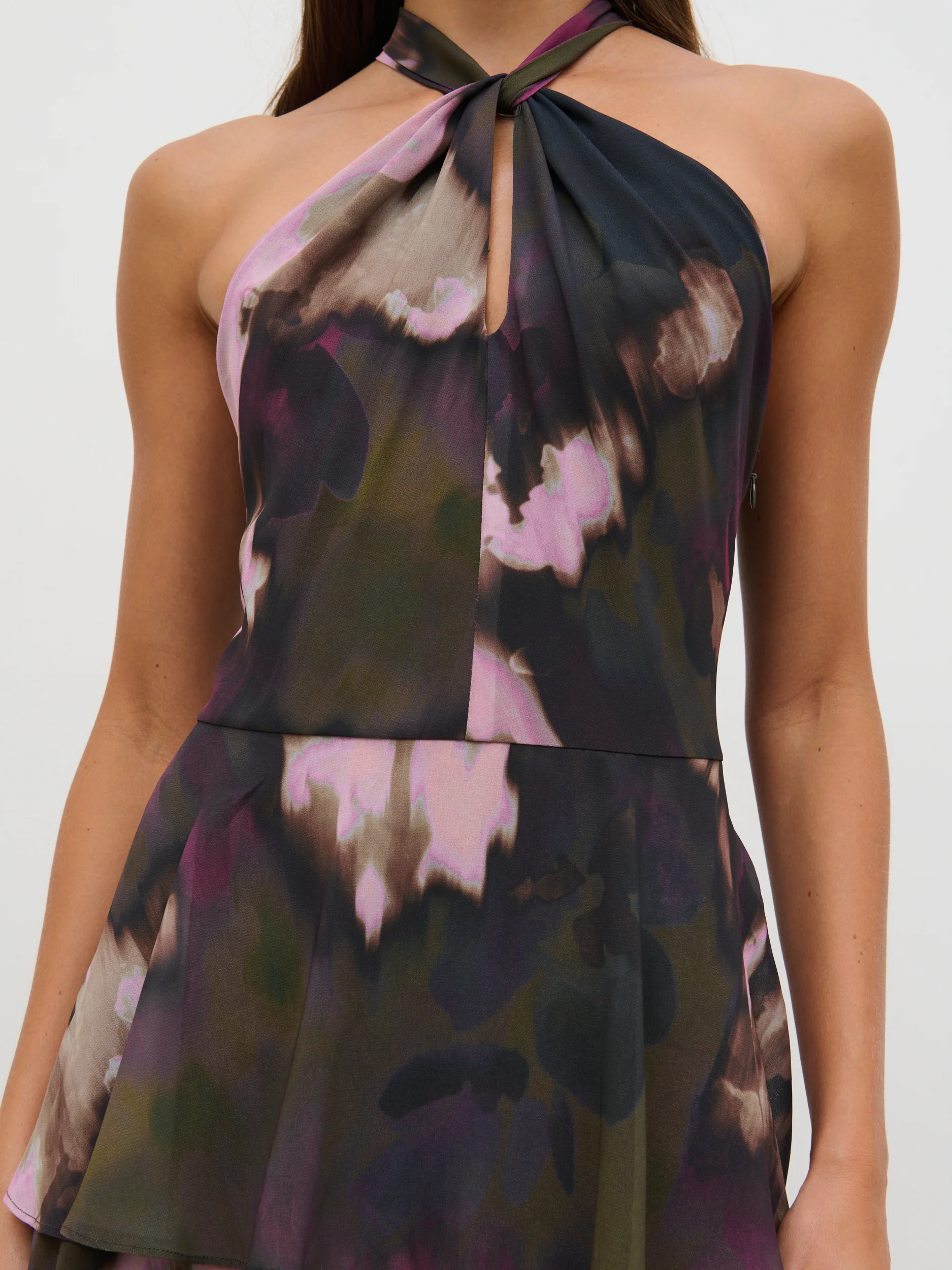Hester Halter Neck Ruffle Maxi Dress - Purple and Khaki Ombre - Image 4