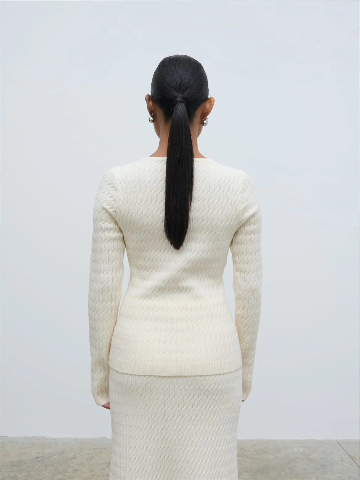 Iliana Cable Knit Cardigan - Cream - Image 4