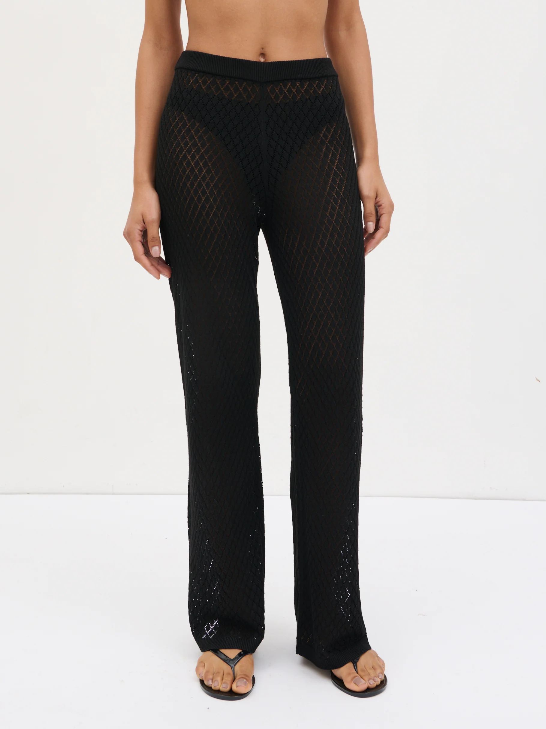 Imani Pointelle Knit Trousers - Black - Image 3