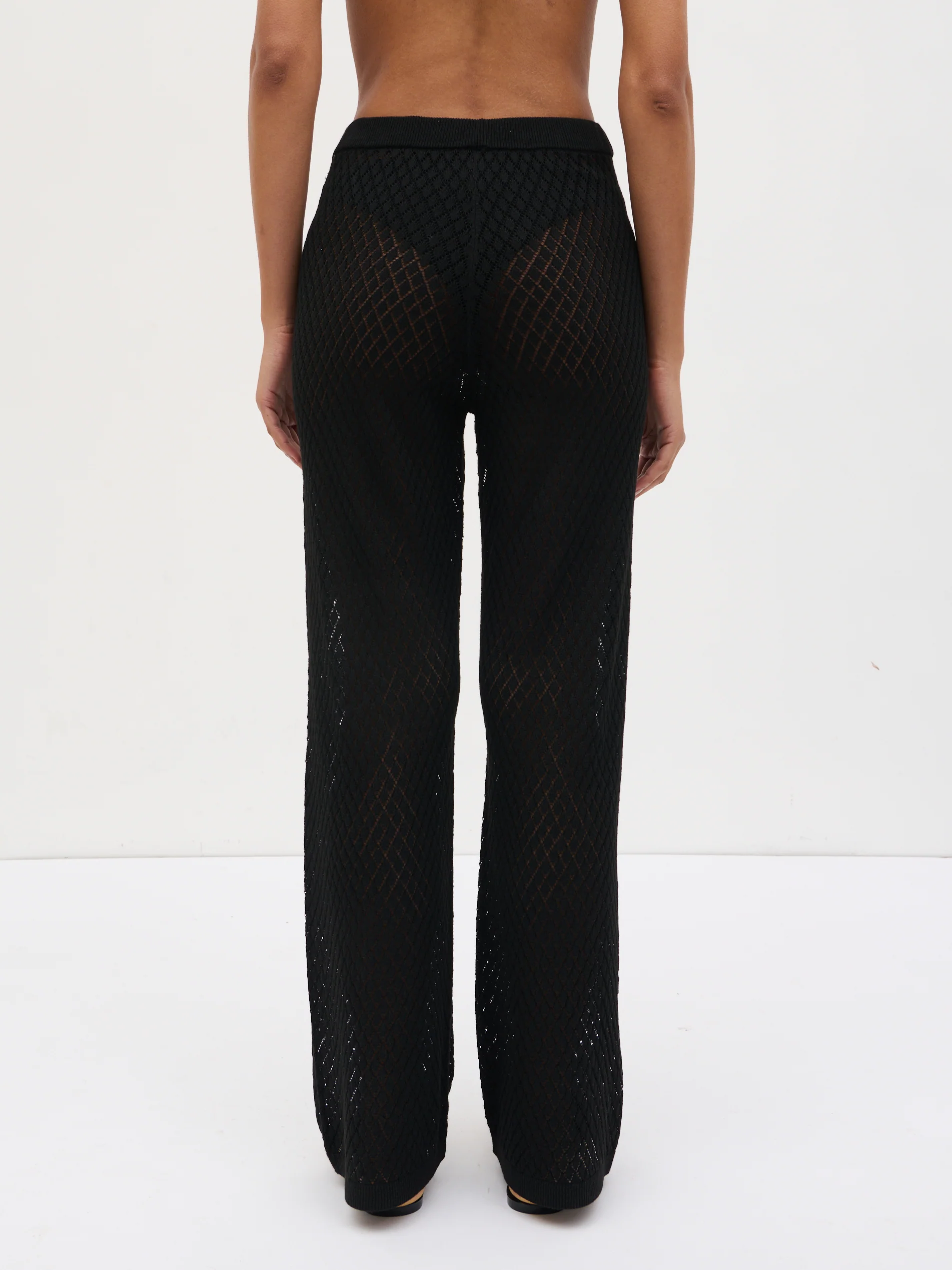 Imani Pointelle Knit Trousers - Black - Image 6