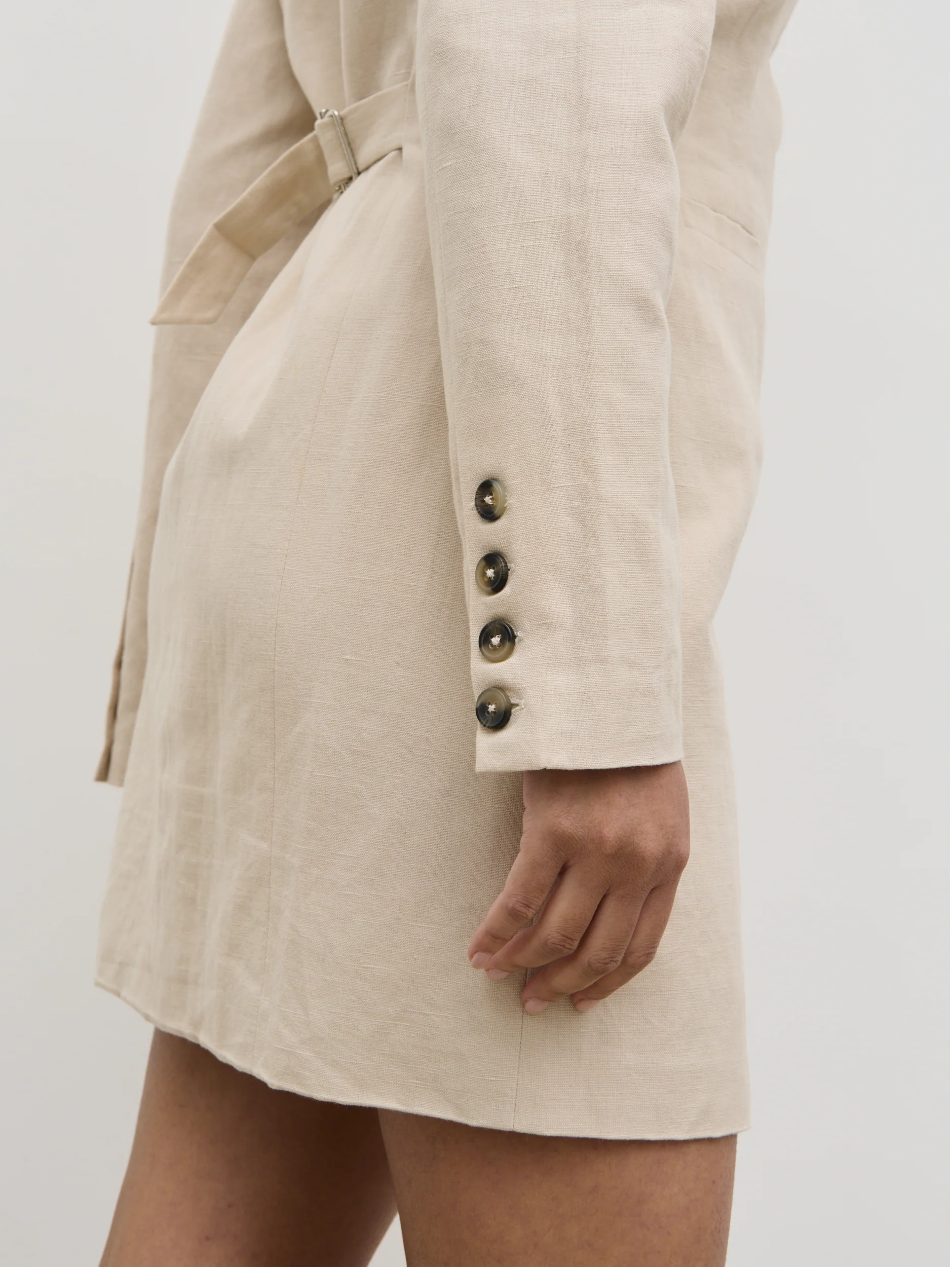 Indy Button Down Mini Dress - Natural - Image 5