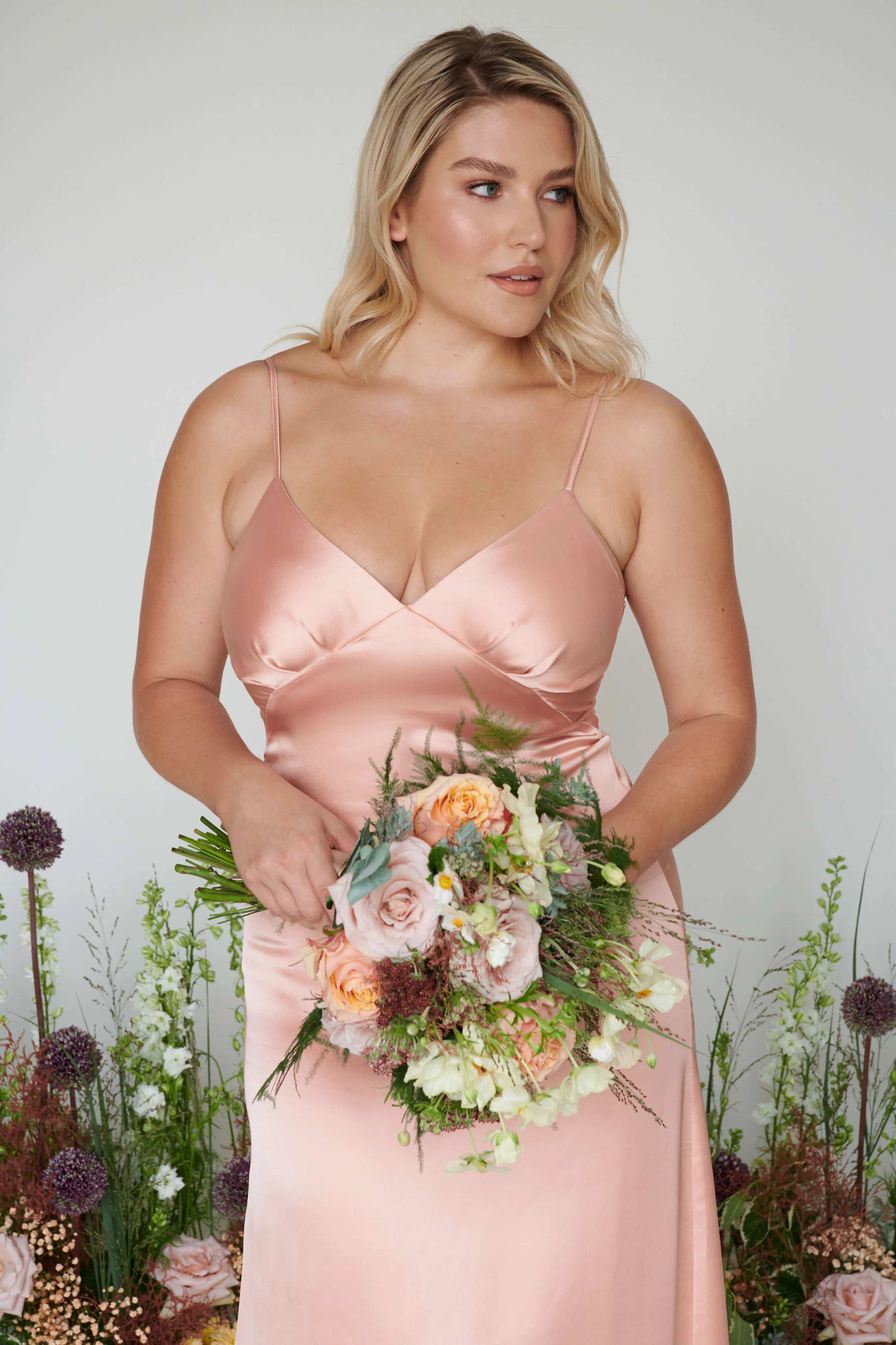 Ines Recycled Maxi Bridesmaids Dress - Matte True Blush - Image 4