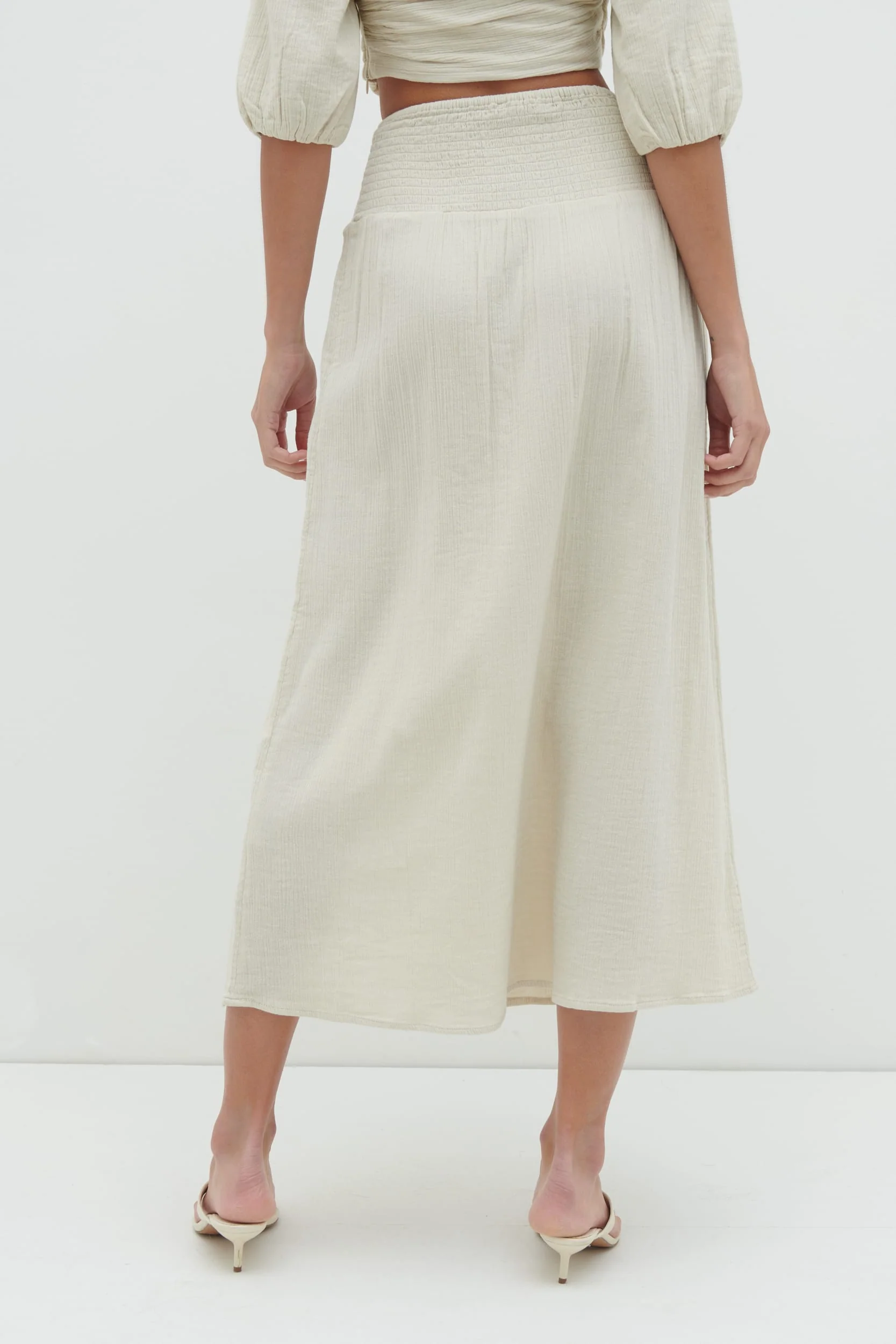 Ingrid Ruched Midaxi Skirt - Beige - Image 2