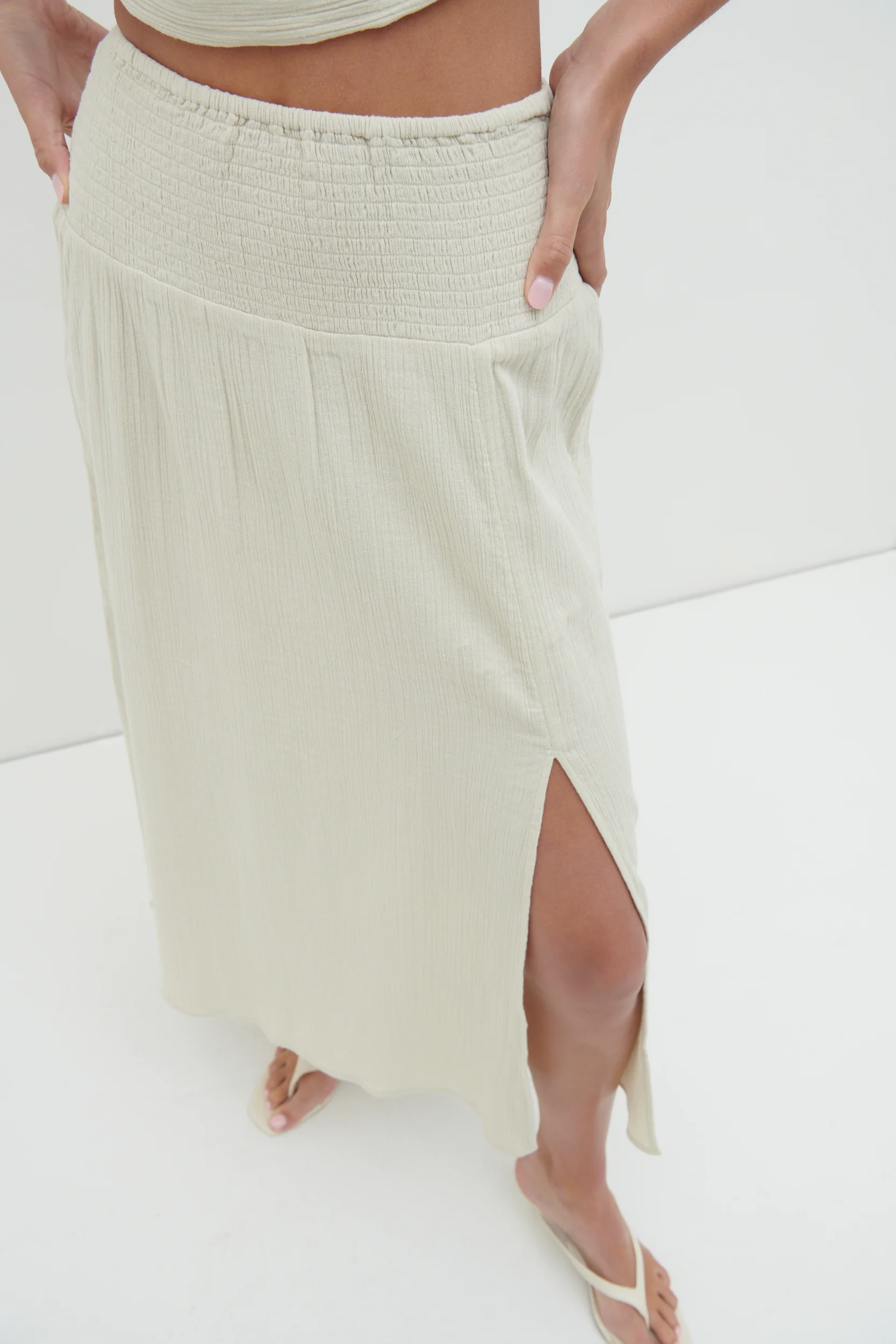 Ingrid Ruched Midaxi Skirt - Beige - Image 4