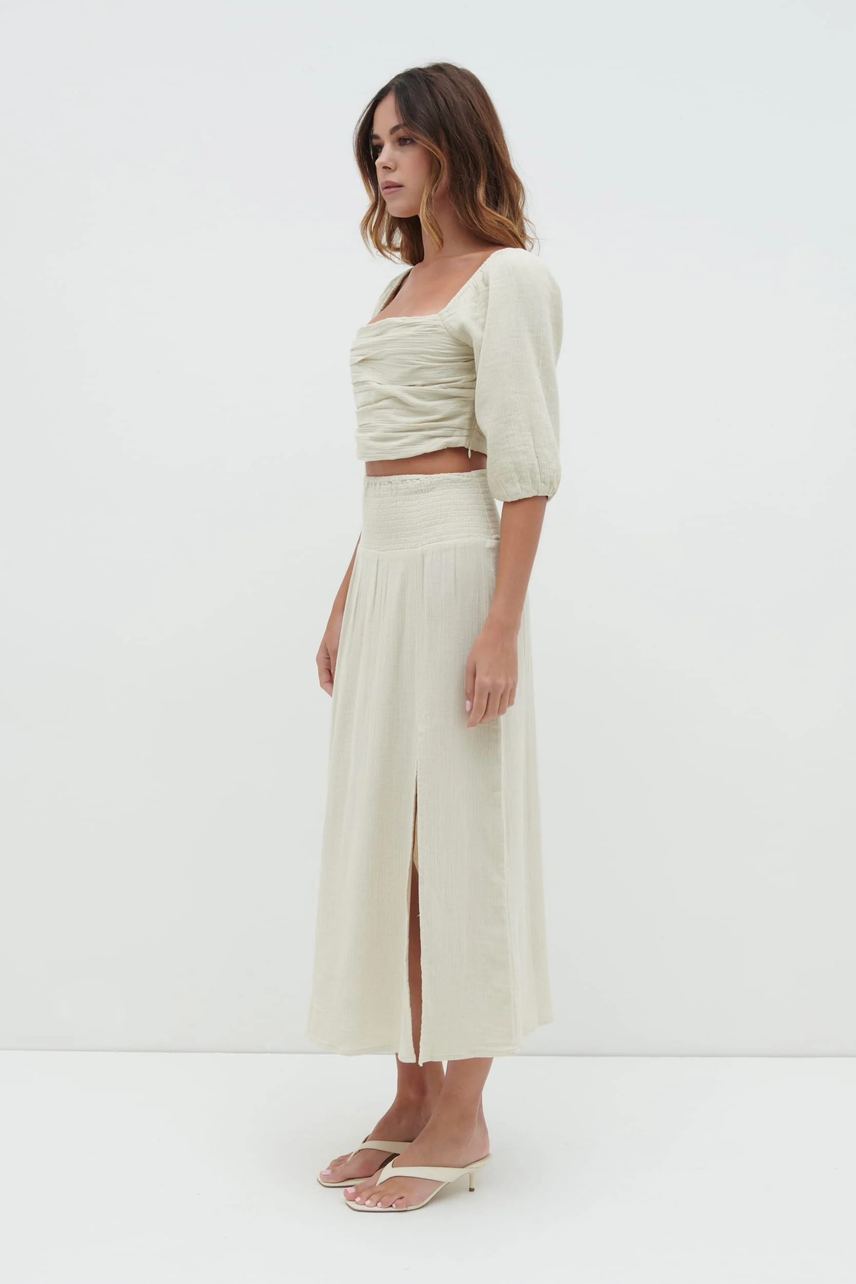 Ingrid Ruched Midaxi Skirt - Beige - Image 5
