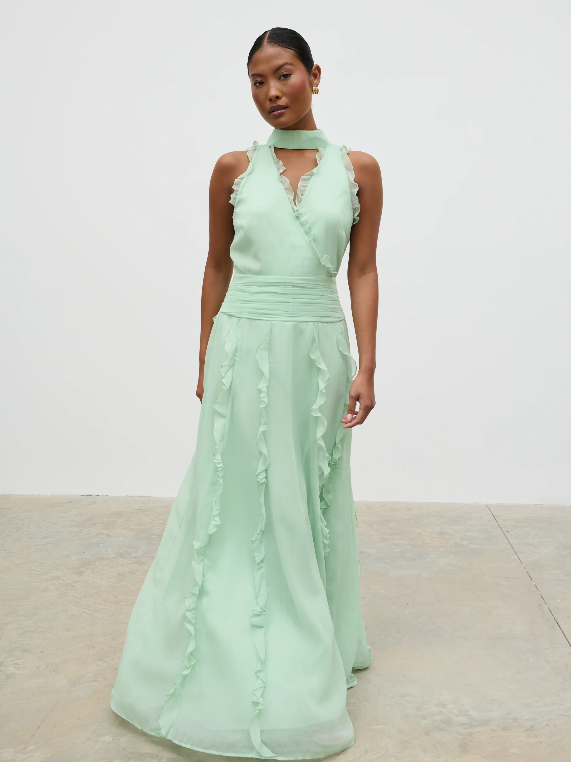 Ingrid Ruffle Maxi Dress - Sage - Image 3