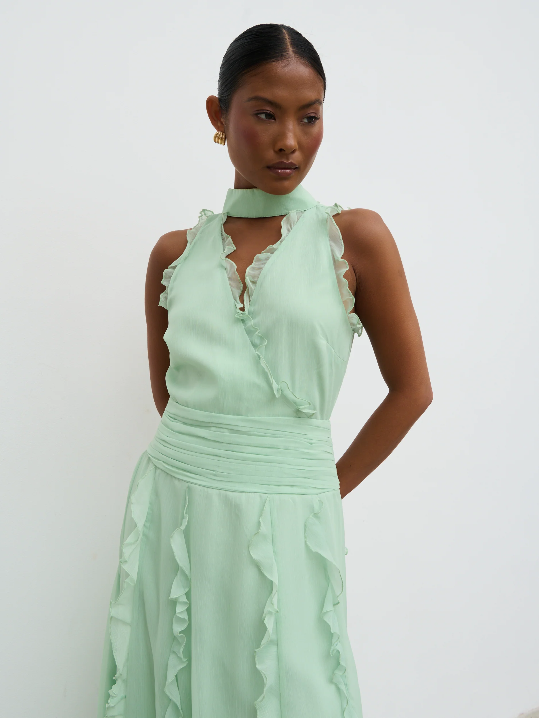 Ingrid Ruffle Maxi Dress - Sage - Image 4