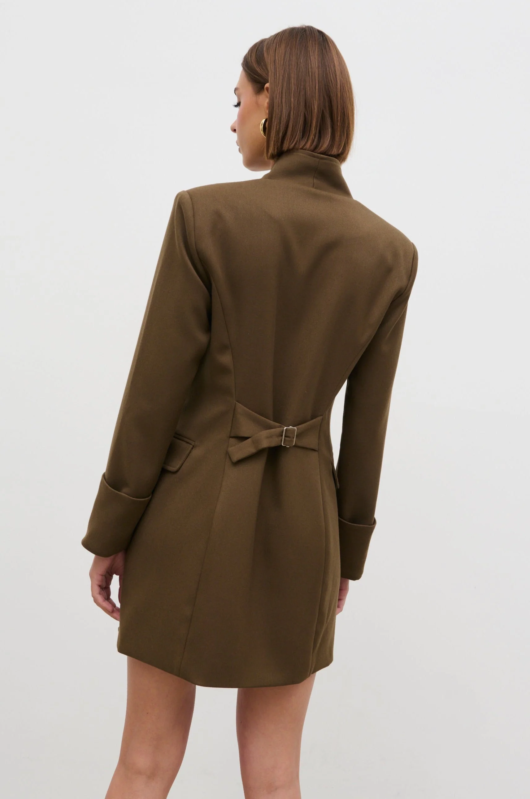 Iris Blazer Mini Dress - Khaki Brown - Image 2