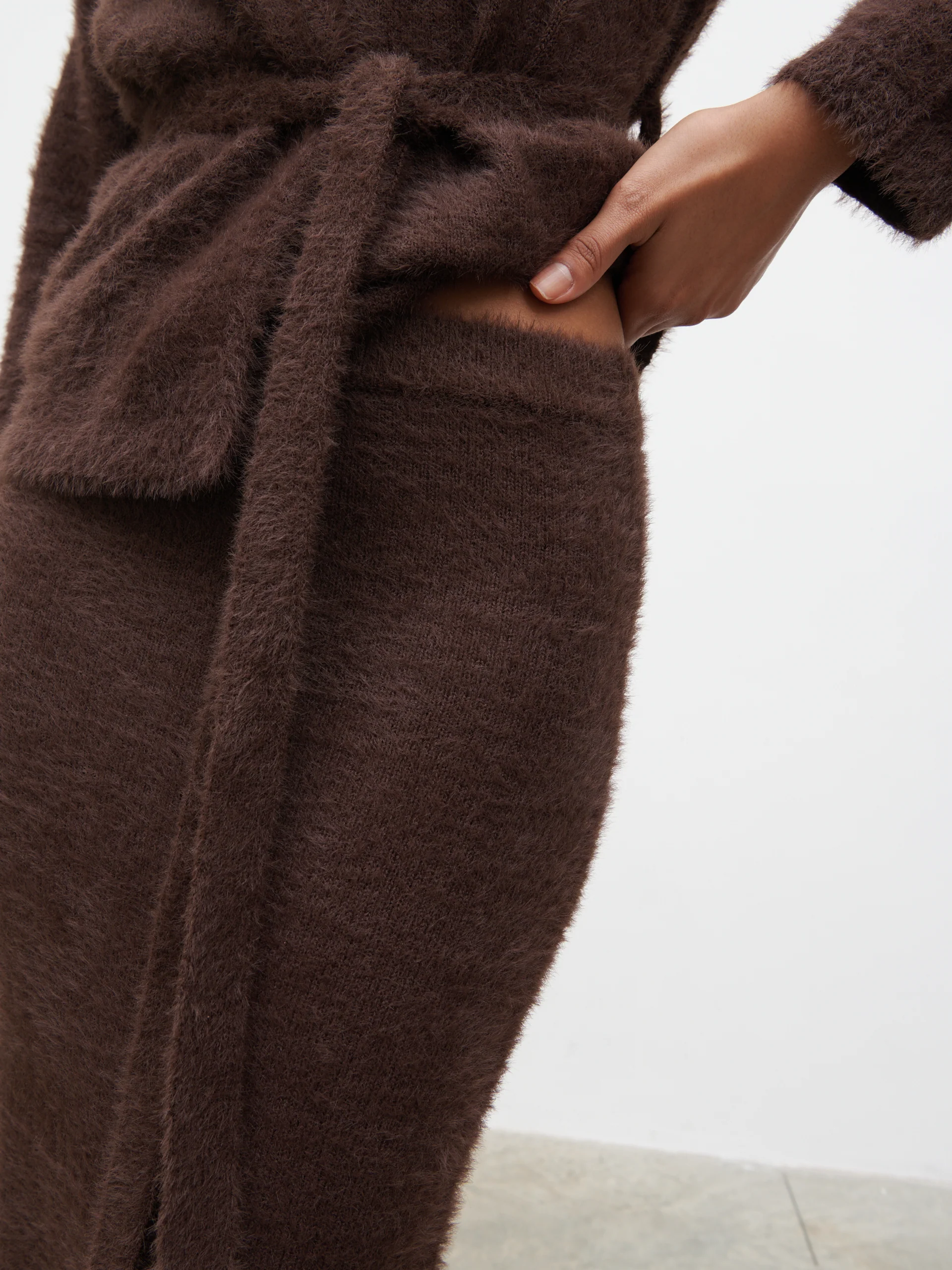 Isabella Fluffy Knit Midaxi Skirt - Chocolate - Image 4