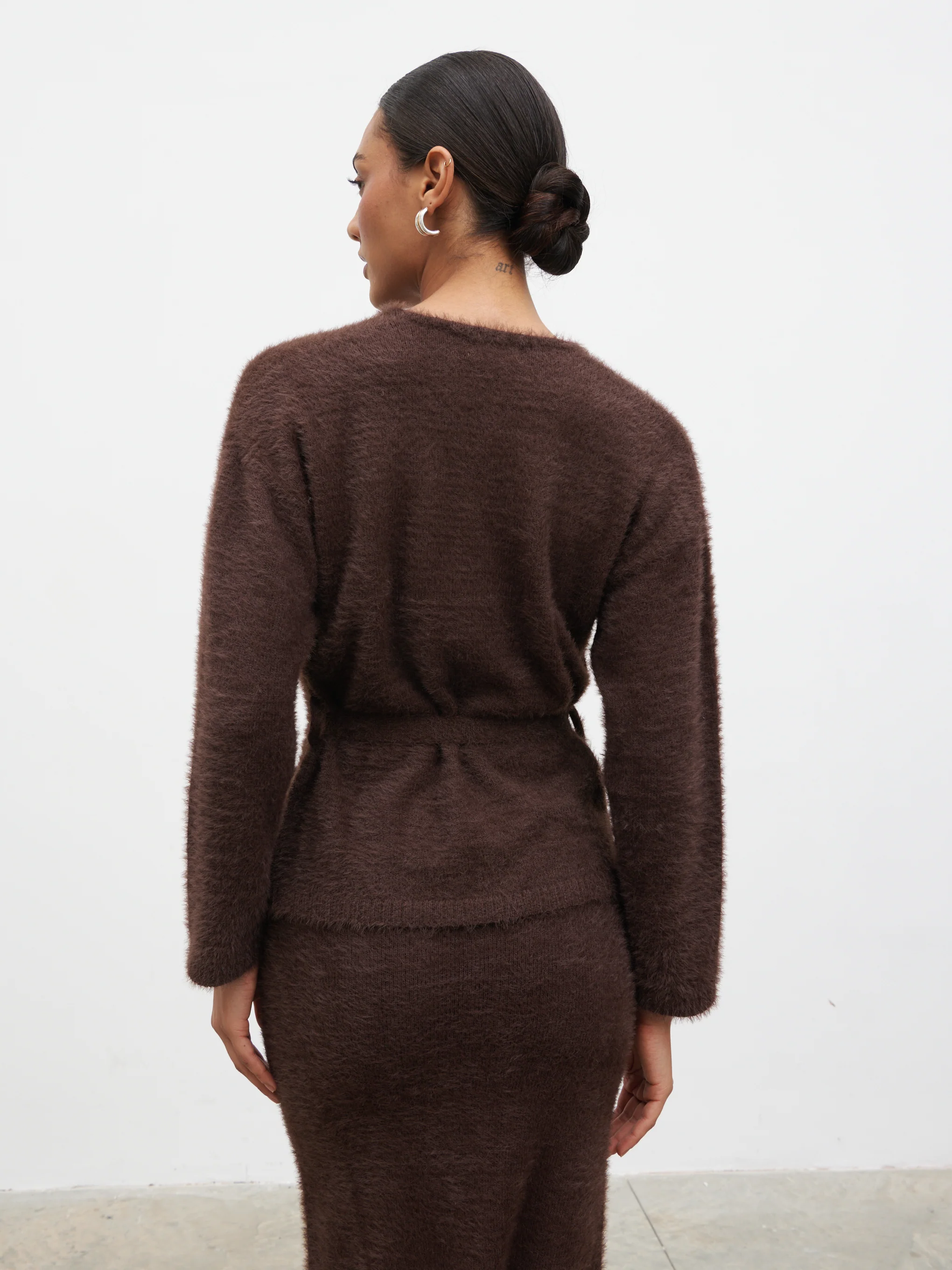 Isabella Fluffy Knit Midaxi Skirt - Chocolate - Image 6