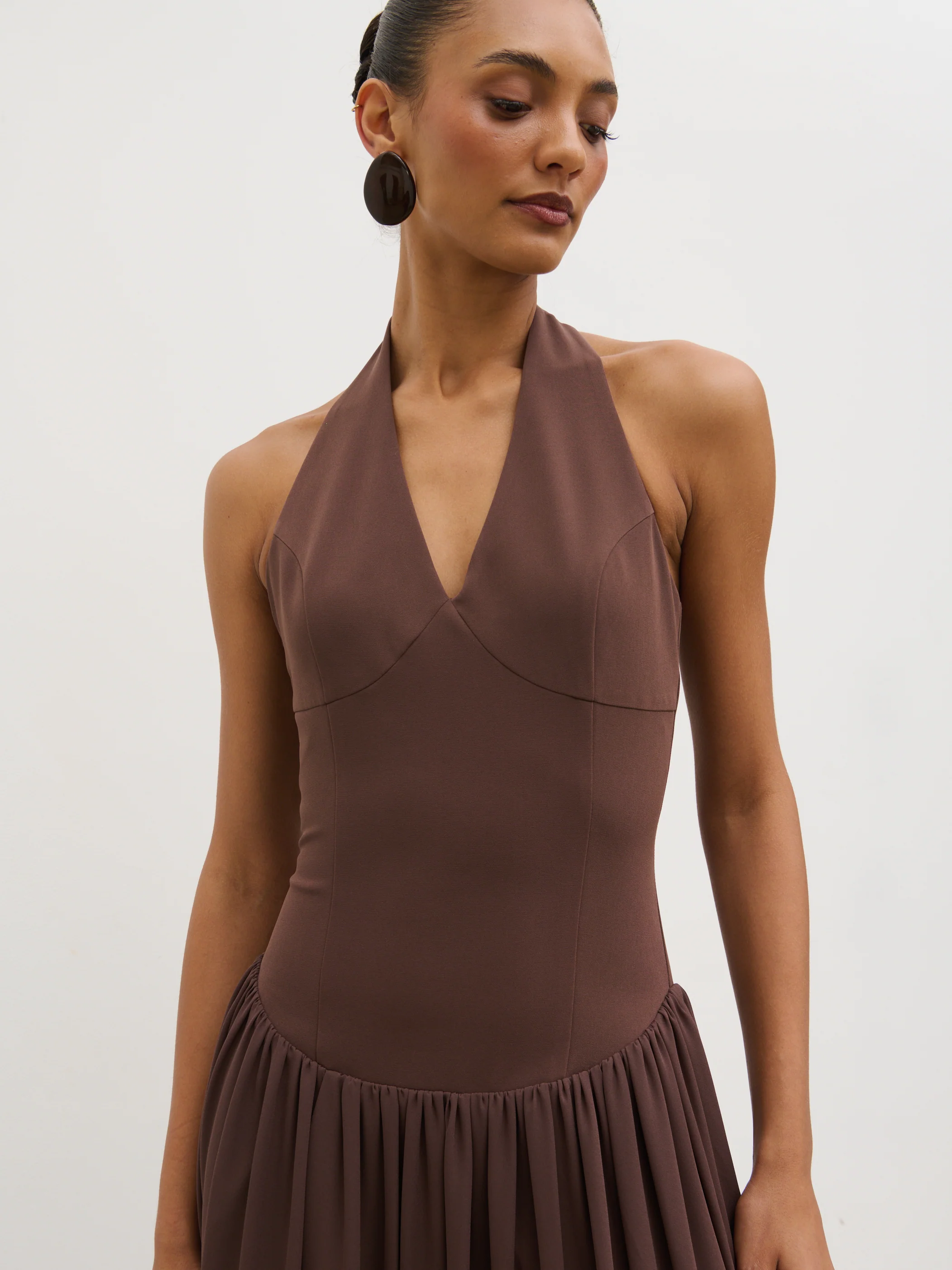 Isadora Drop Waist Maxi Dress - Chocolate Brown - Image 4