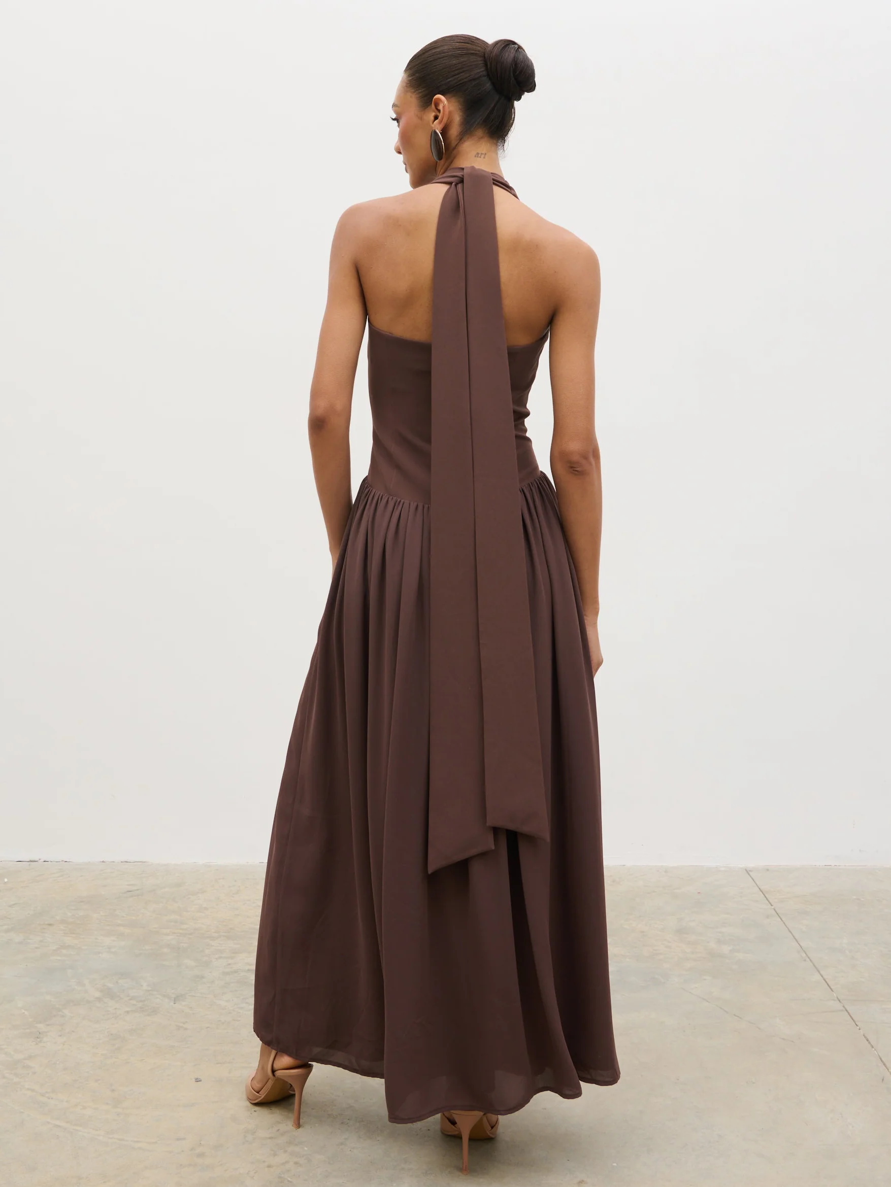 Isadora Drop Waist Maxi Dress - Chocolate Brown - Image 5
